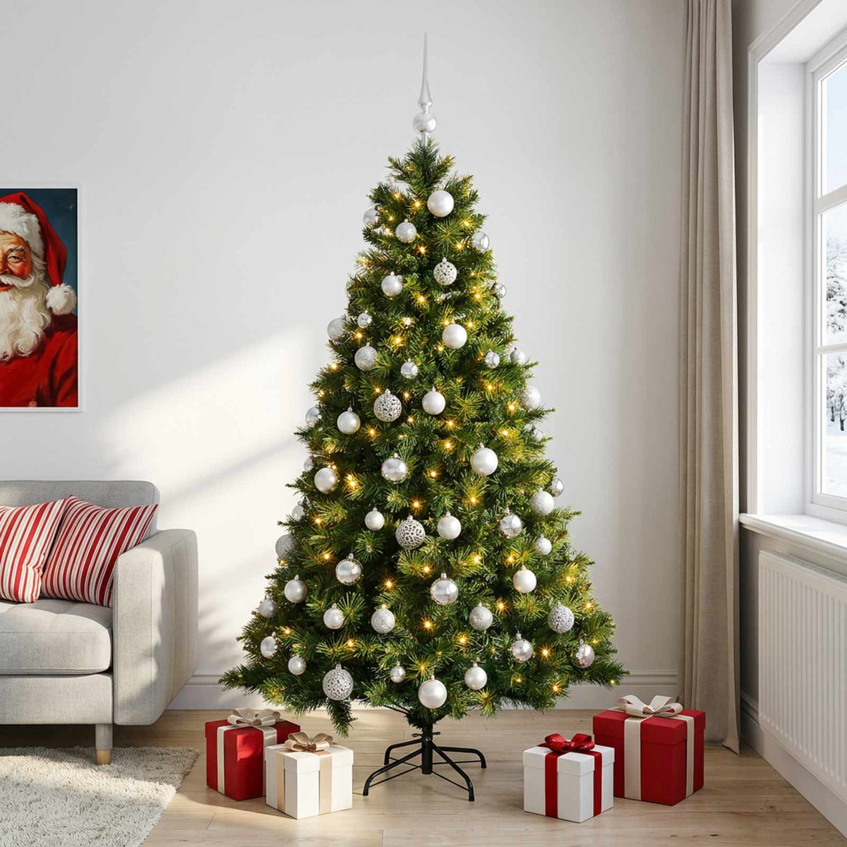 Dirbtinė kalėdinė eglutė su rutuliuku 180 cm 300 LED
