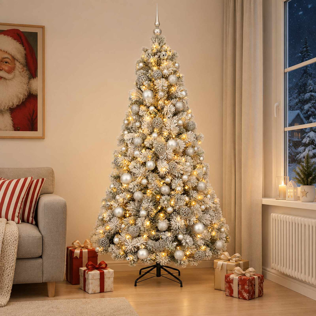 Dirbtinė kalėdinė eglutė su rutuliuku 210 cm 300 LED