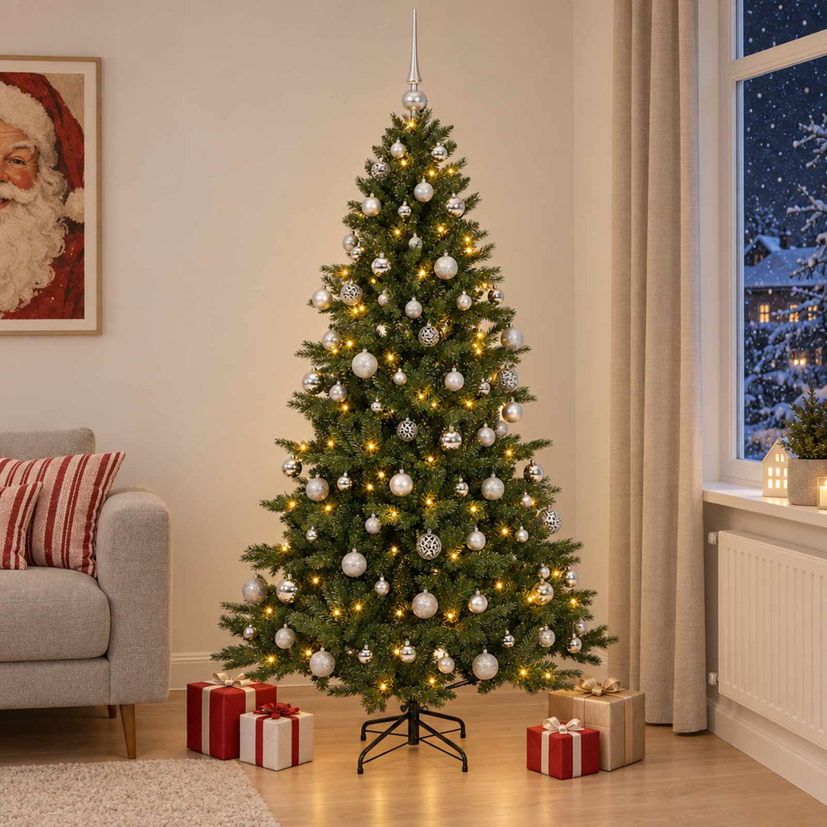 Dirbtinė kalėdinė eglutė su rutuliuku 210 cm 300 LED