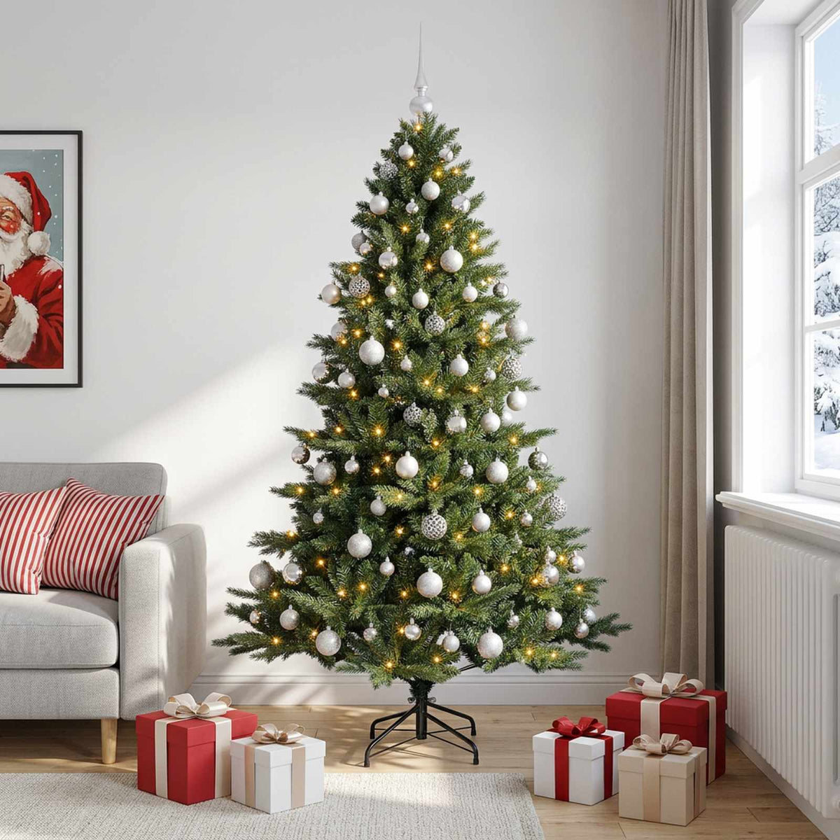 Dirbtinė kalėdinė eglutė su rutuliuku 210 cm 300 LED