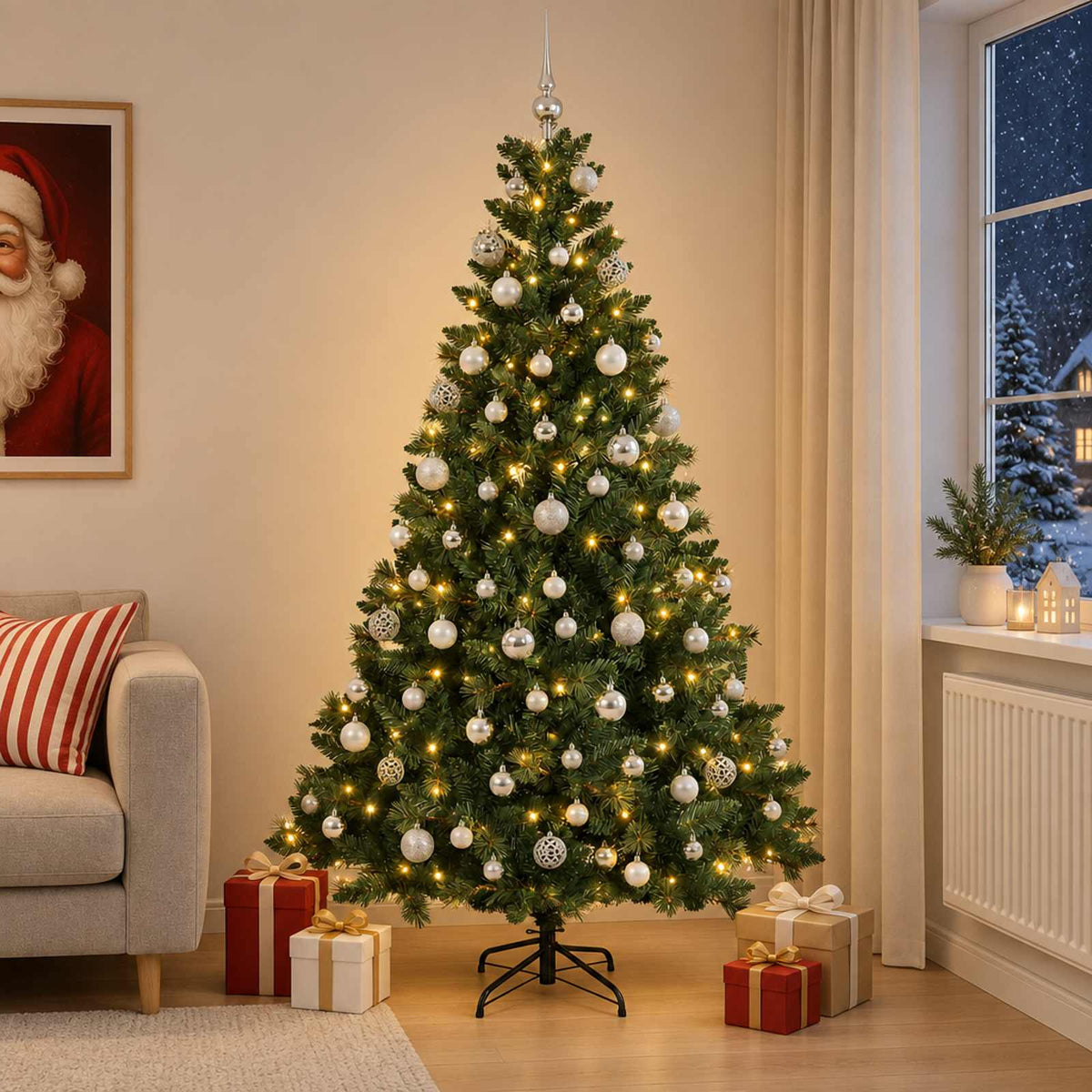 Dirbtinė Kalėdų eglutė su burbulais 210 cm 300 LED Šilta balta