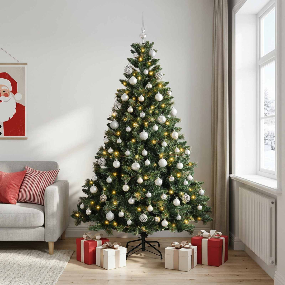 Dirbtinė Kalėdų eglutė su burbulais 210 cm 300 LED Šilta balta