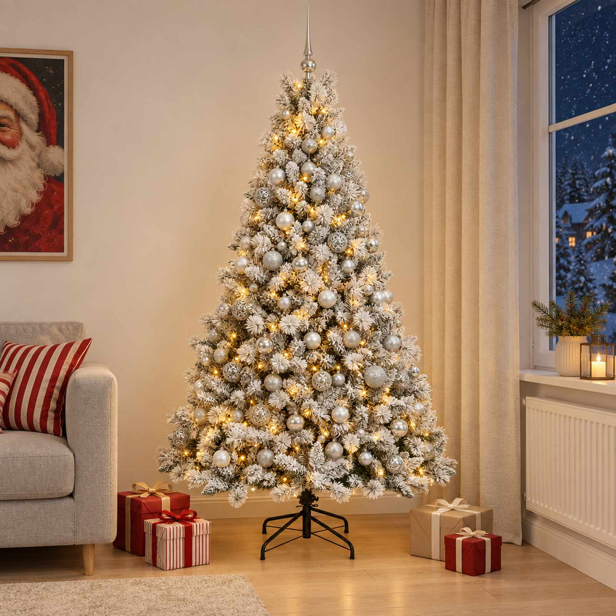 Dirbtinė Kalėdų eglutė su burbulais 210 cm 300 LED Šilta balta