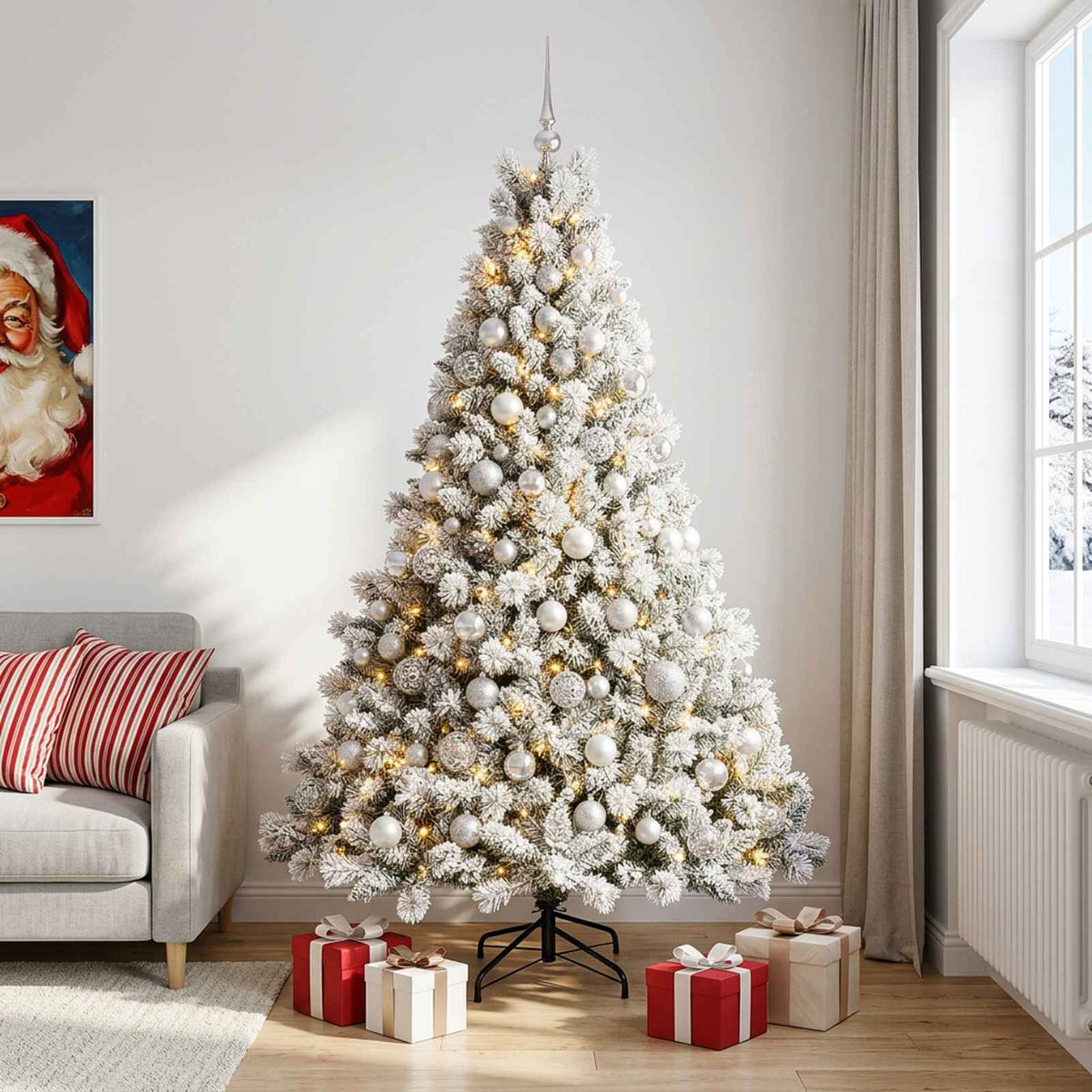 Dirbtinė Kalėdų eglutė su burbulais 210 cm 300 LED Šilta balta