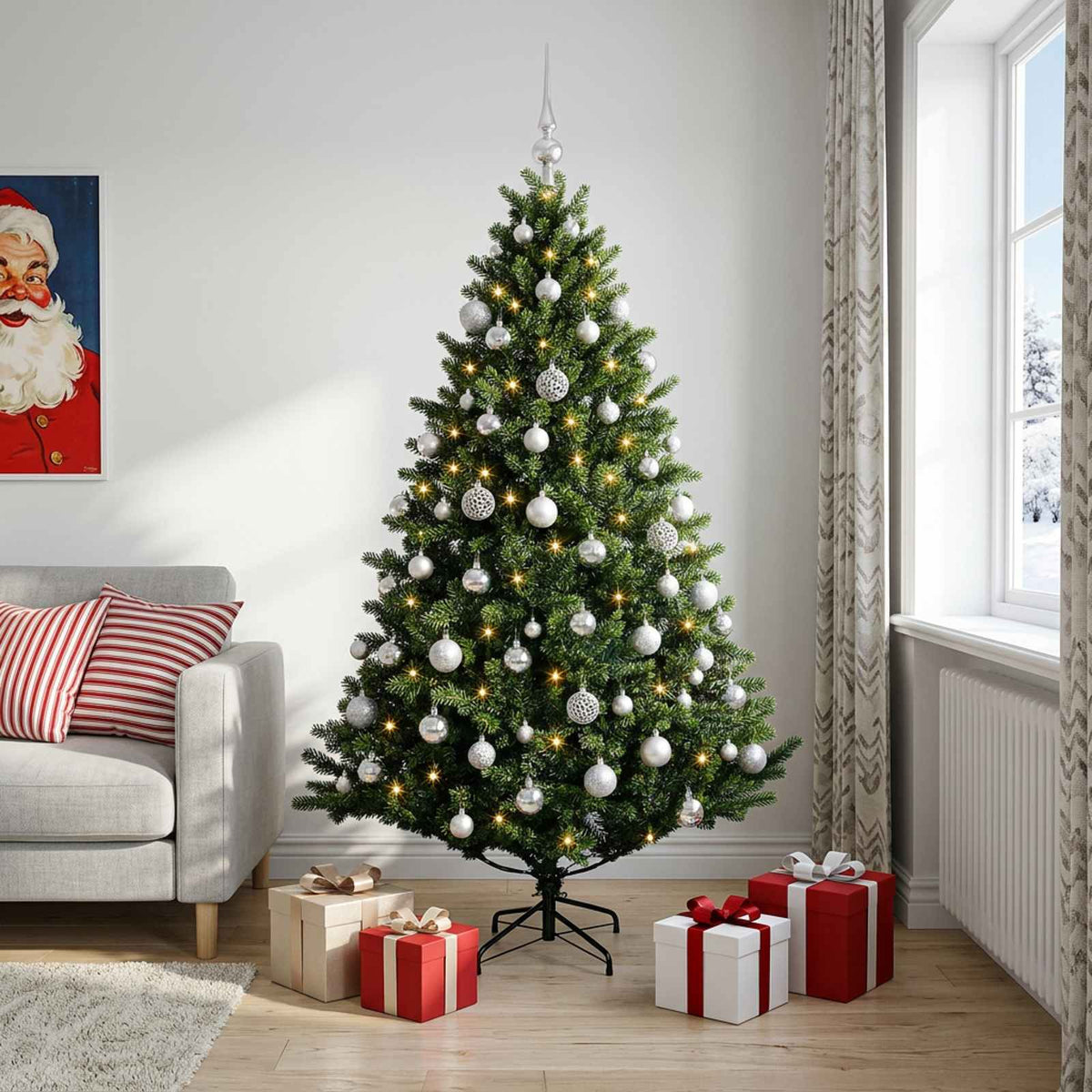 Dirbtinė kalėdinė eglutė su rutuliuku 180 cm 300 LED
