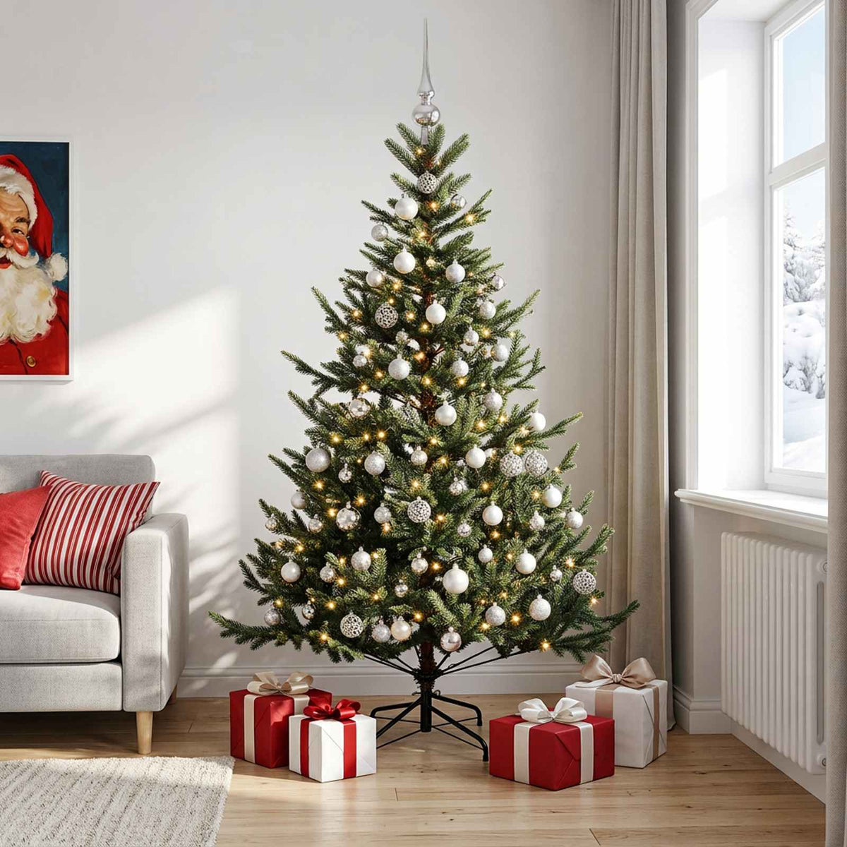 Dirbtinė kalėdinė eglutė su rutuliuku 210 cm 300 LED