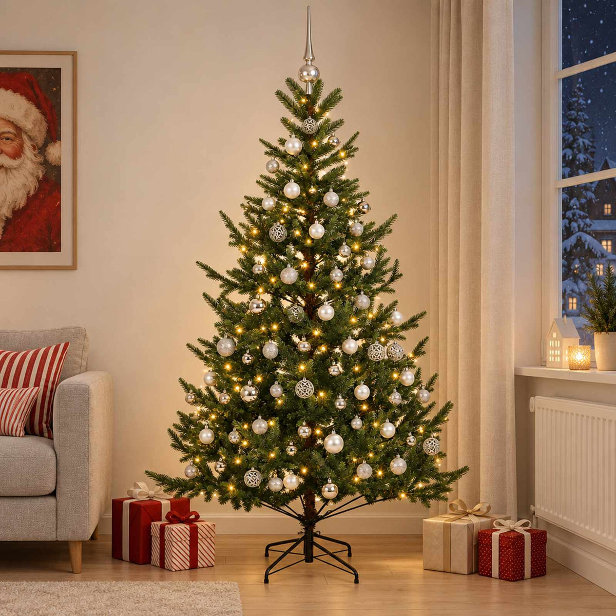 Dirbtinė kalėdinė eglutė su rutuliuku 210 cm 300 LED