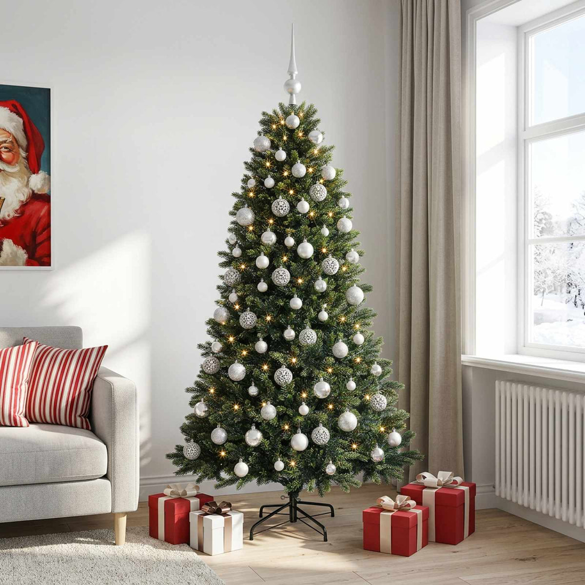 Dirbtinė Kalėdų eglutė su burbulais 180 cm 300 LED Šilta balta