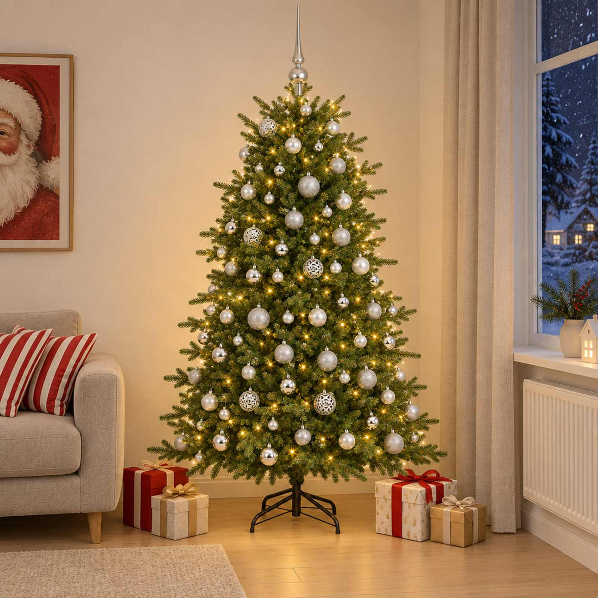 Dirbtinė kalėdinė eglutė su rutuliuku 210 cm 300 LED