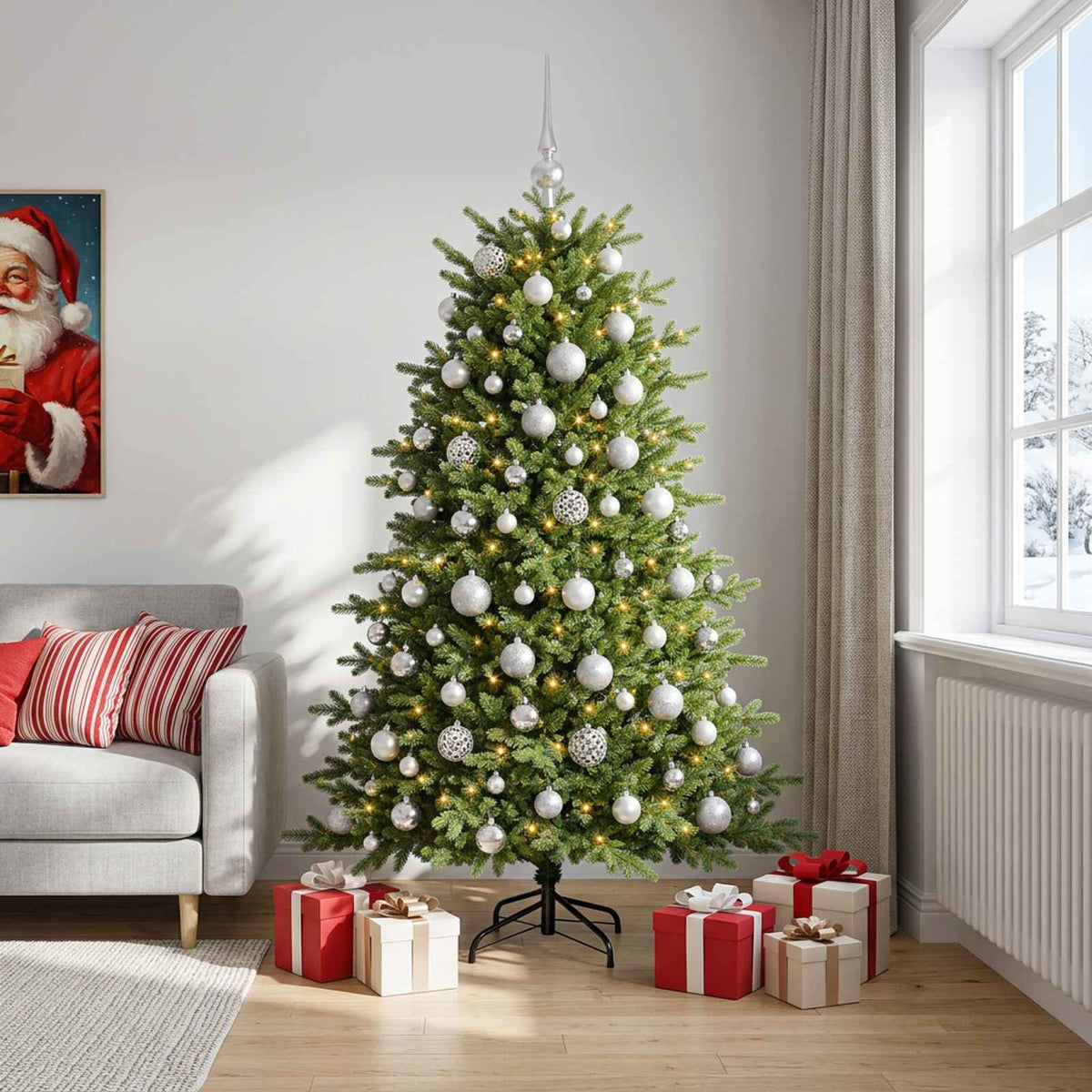 Dirbtinė kalėdinė eglutė su rutuliuku 180 cm 300 LED