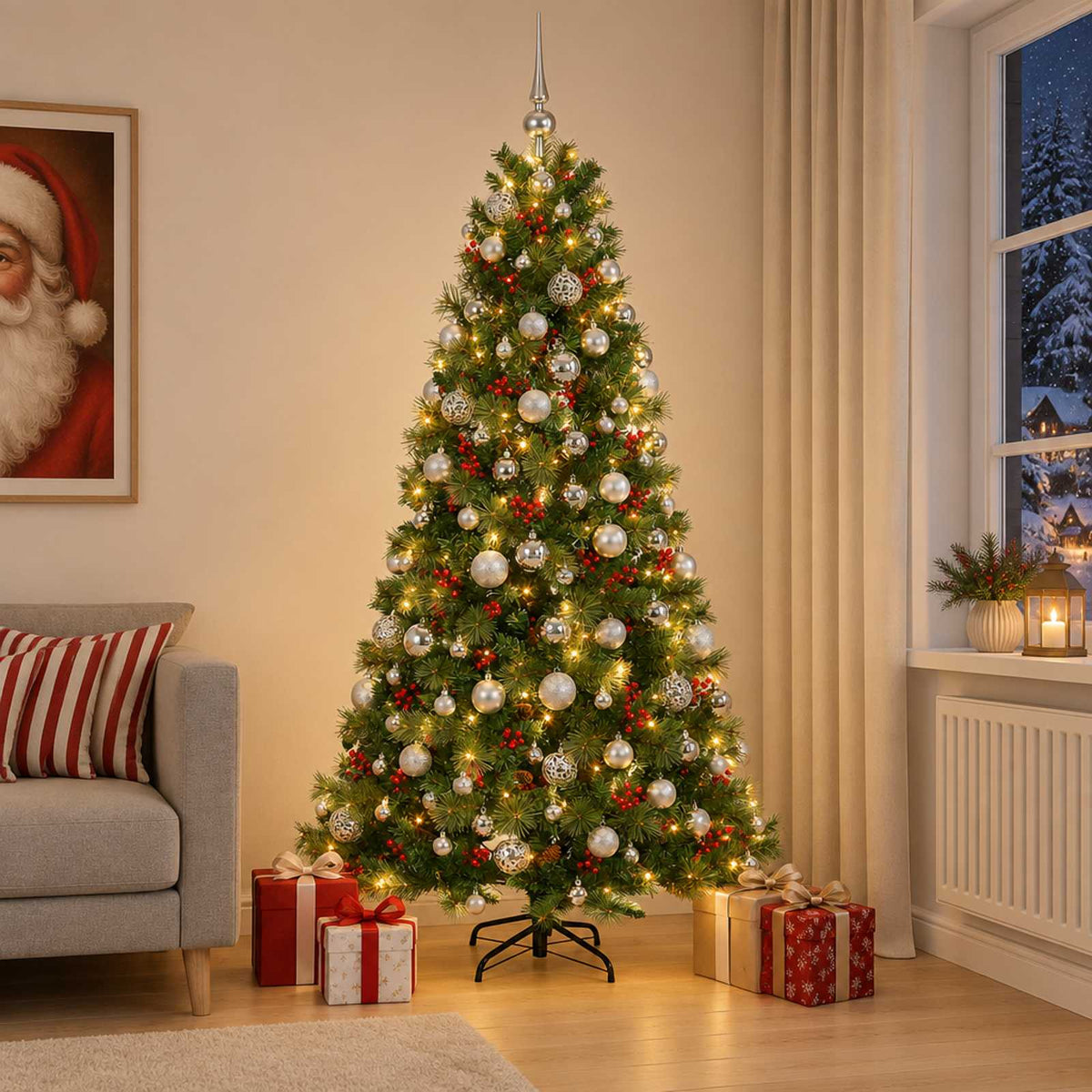 Dirbtinė kalėdinė eglutė su rutuliuku 240 cm 300 LED