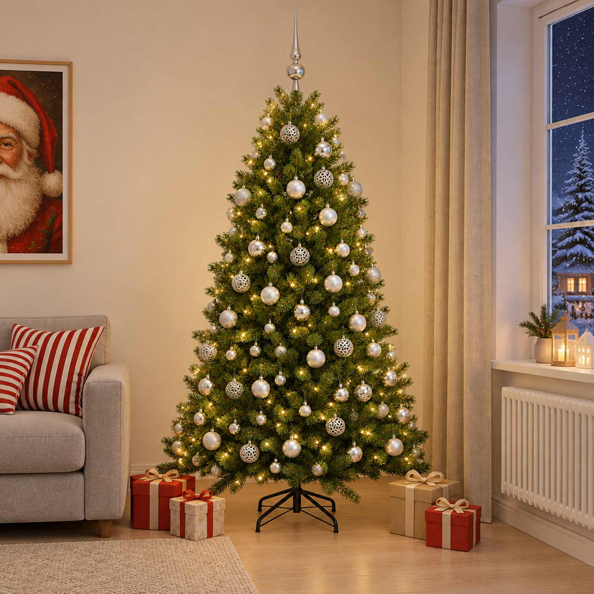 Dirbtinė Kalėdų eglutė su burbulais 180 cm 300 LED Šilta balta