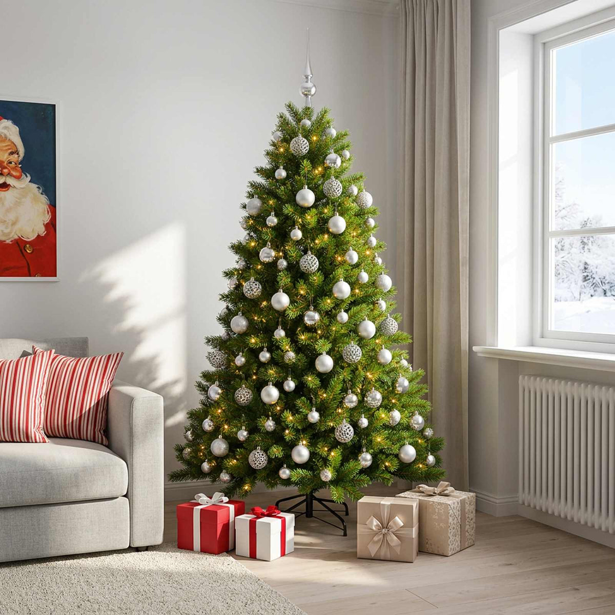 Dirbtinė Kalėdų eglutė su burbulais 180 cm 300 LED Šilta balta