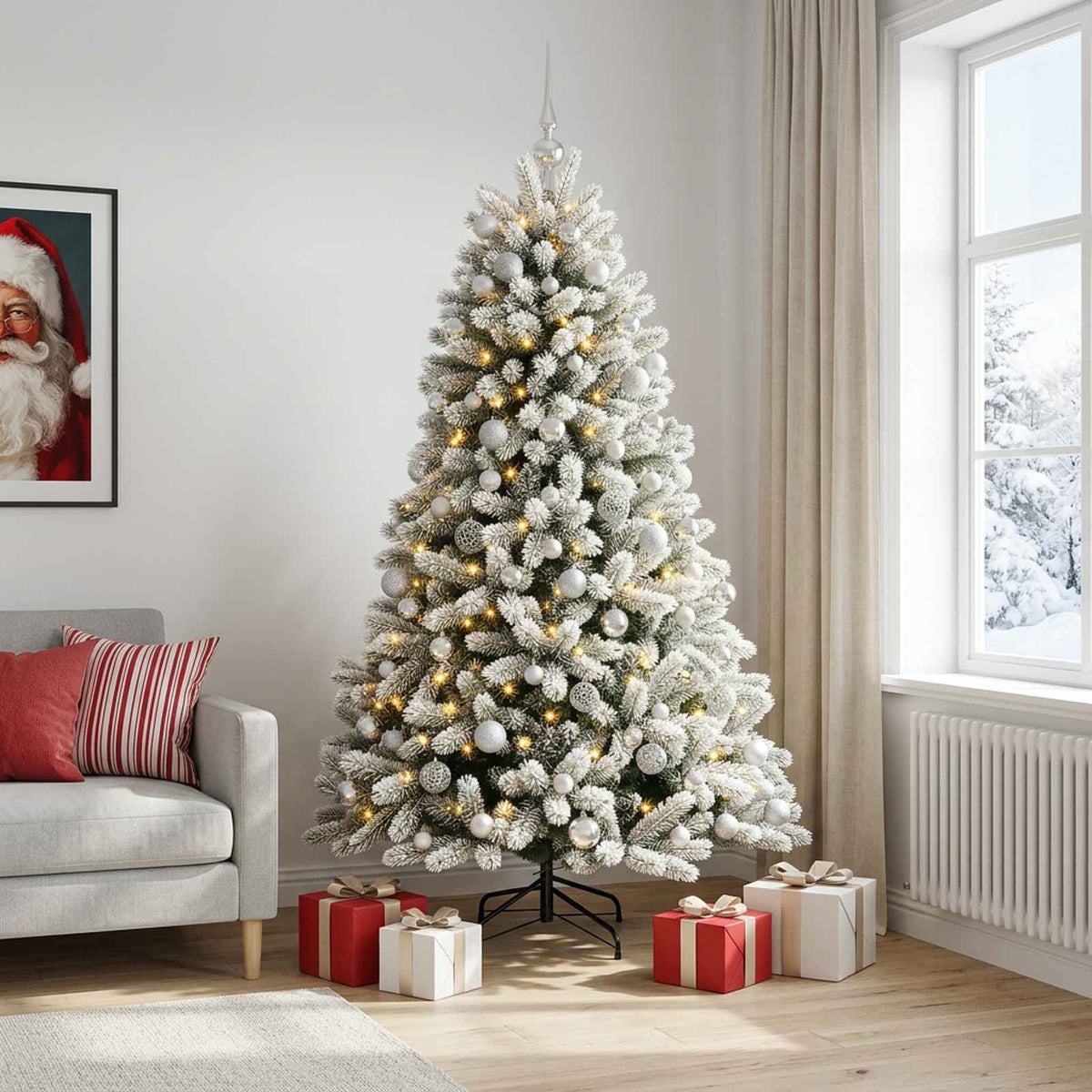 Dirbtinė Kalėdų eglutė su burbulais 240 cm 300 LED Šilta balta
