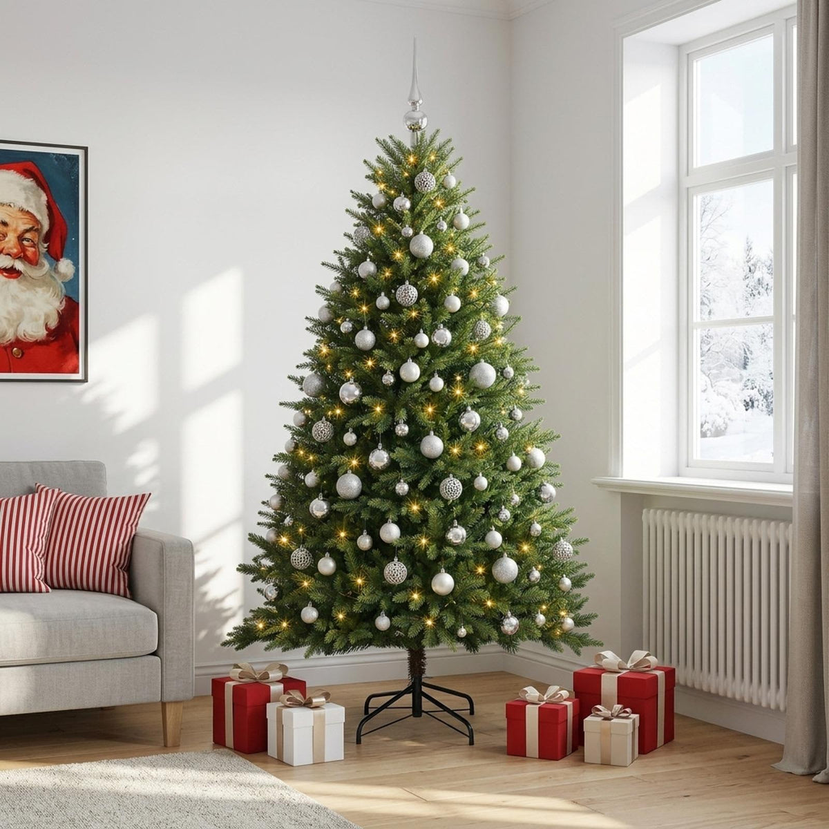 Dirbtinė Kalėdų eglutė su burbulais 240 cm 300 LED Šilta balta