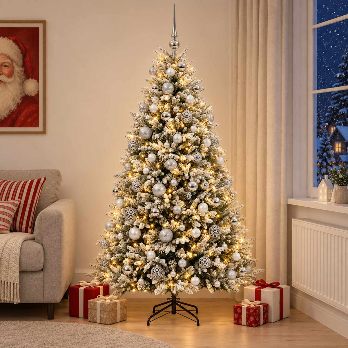 Dirbtinė Kalėdų eglutė su burbulais 210 cm 300 LED Šilta balta