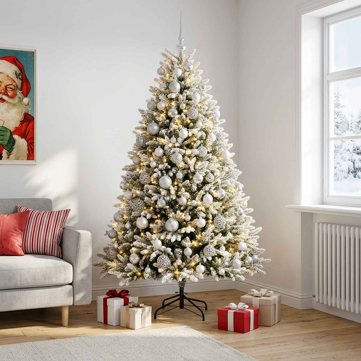 Dirbtinė Kalėdų eglutė su burbulais 210 cm 300 LED Šilta balta
