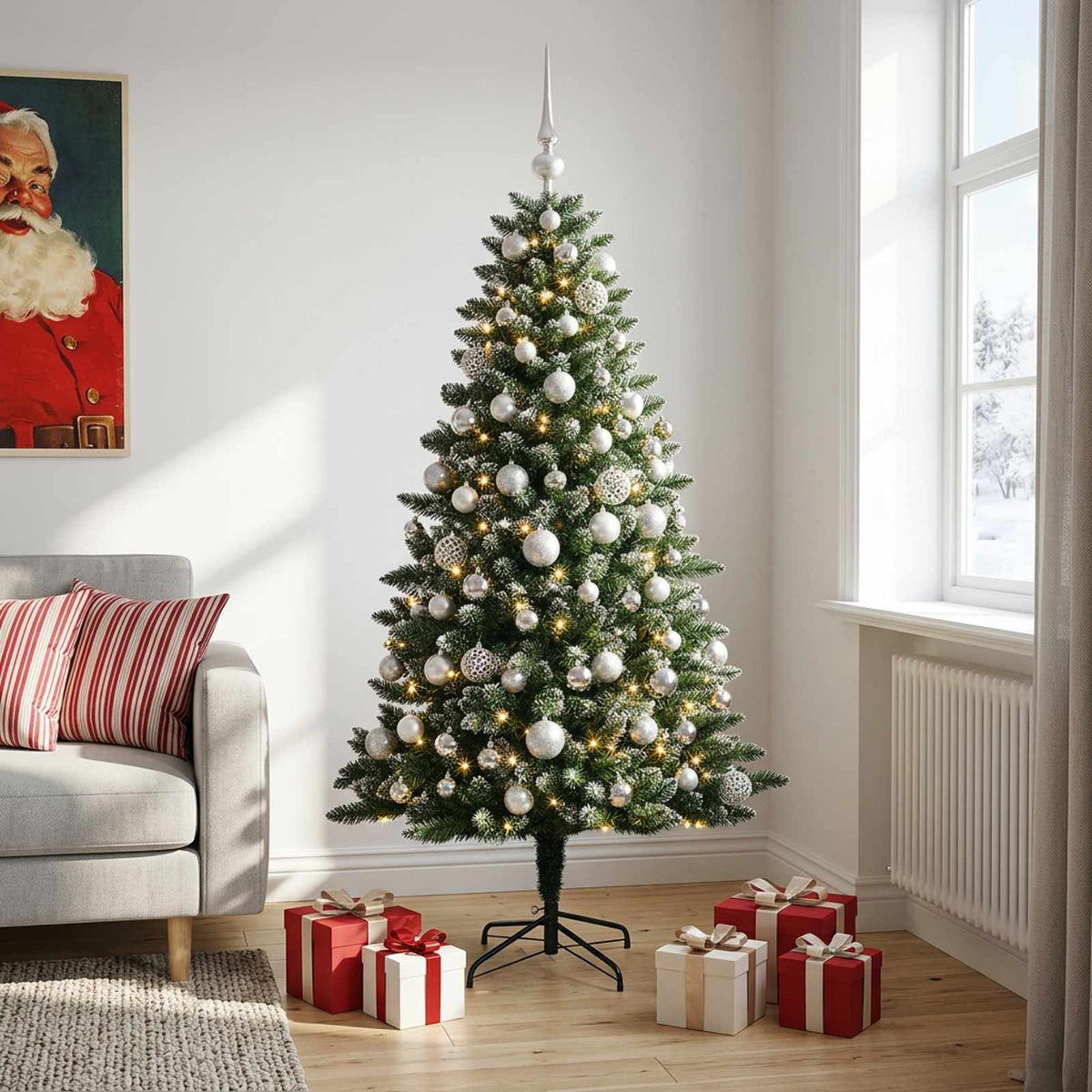 Dirbtinė Kalėdų eglutė su burbulais 180 cm 300 LED Šilta balta