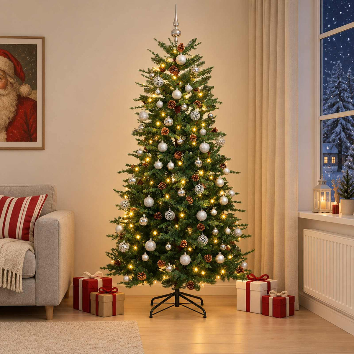 Dirbtinė Kalėdų eglutė su burbulais 210 cm 300 LED Šilta balta