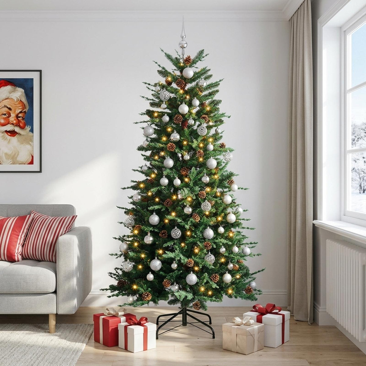 Dirbtinė Kalėdų eglutė su burbulais 210 cm 300 LED Šilta balta