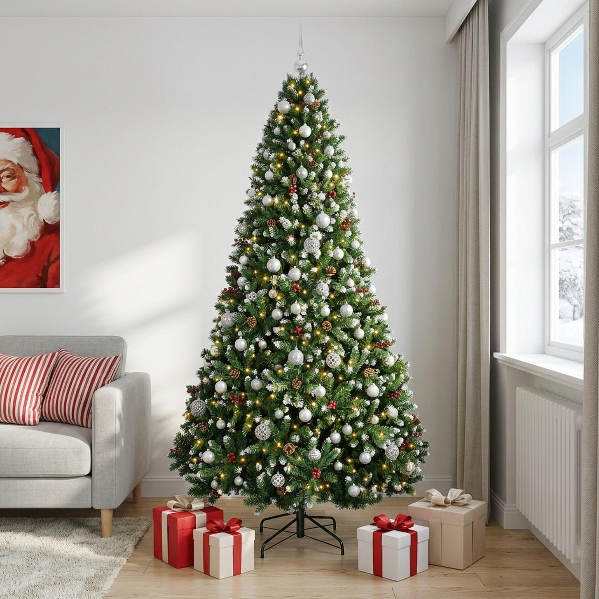 Dirbtinė žalia Kalėdų eglutė su žaisliuku 210 cm 300 LED