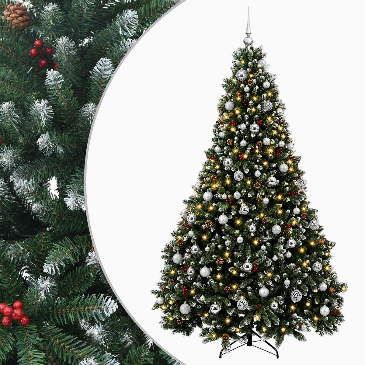 Dirbtinė žalia Kalėdų eglutė su žaisliukais 240 cm 300 LED