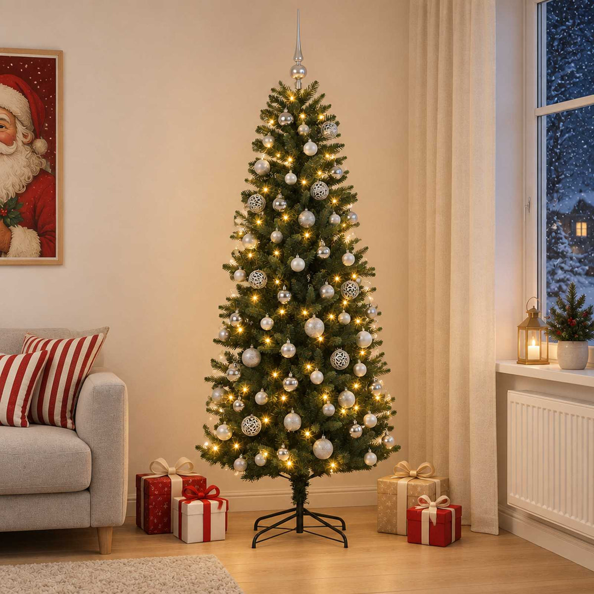 Dirbtinė Kalėdų eglutė su burbulais 180 cm 300 LED Šilta balta