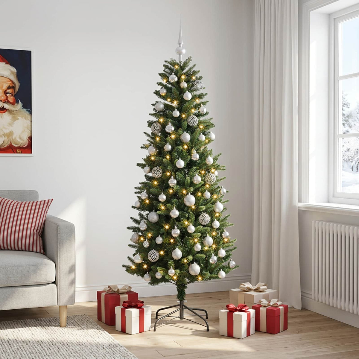 Dirbtinė Kalėdų eglutė su burbulais 240 cm 300 LED Šilta balta