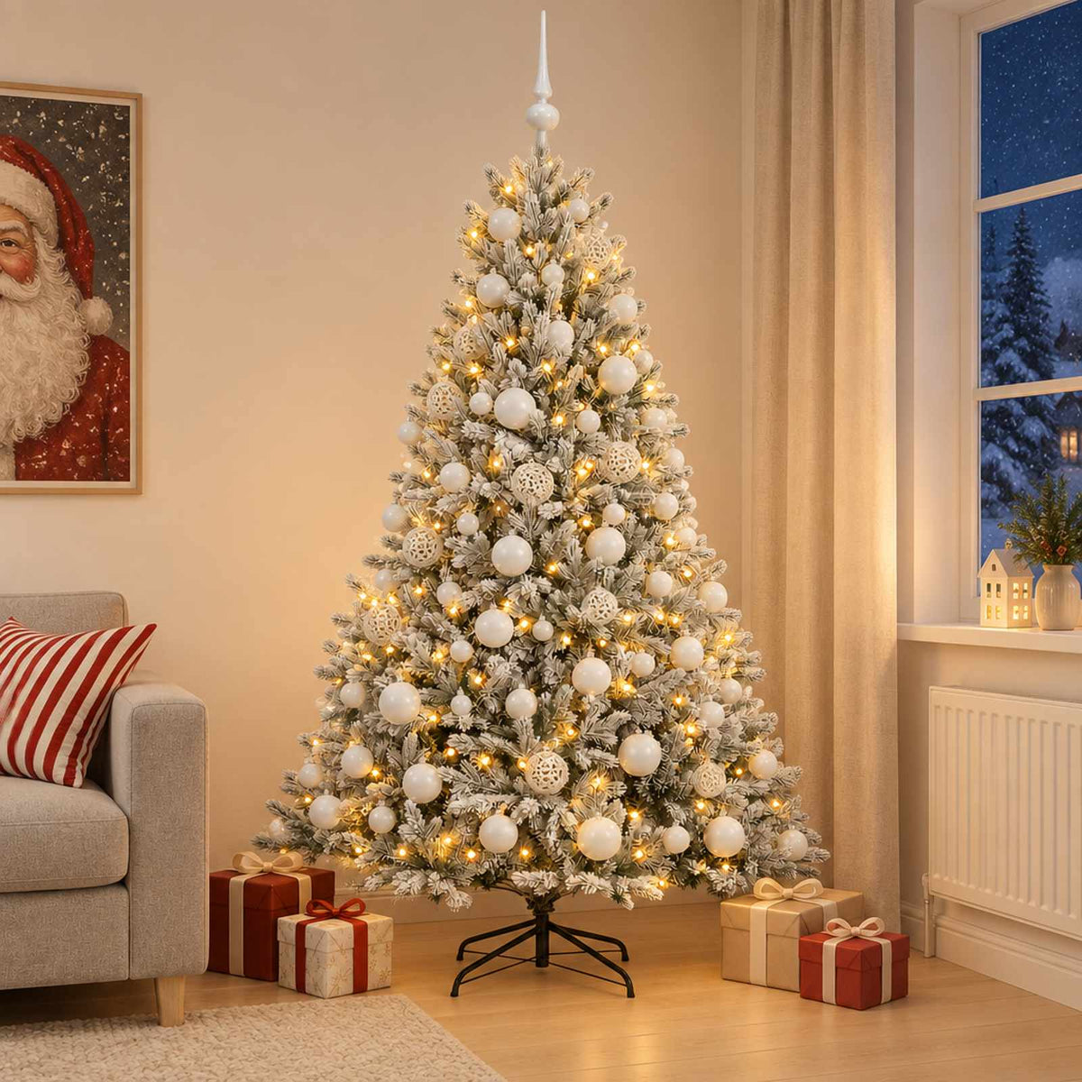 Dirbtinė kalėdinė eglutė su rutuliuku 210 cm 300 LED