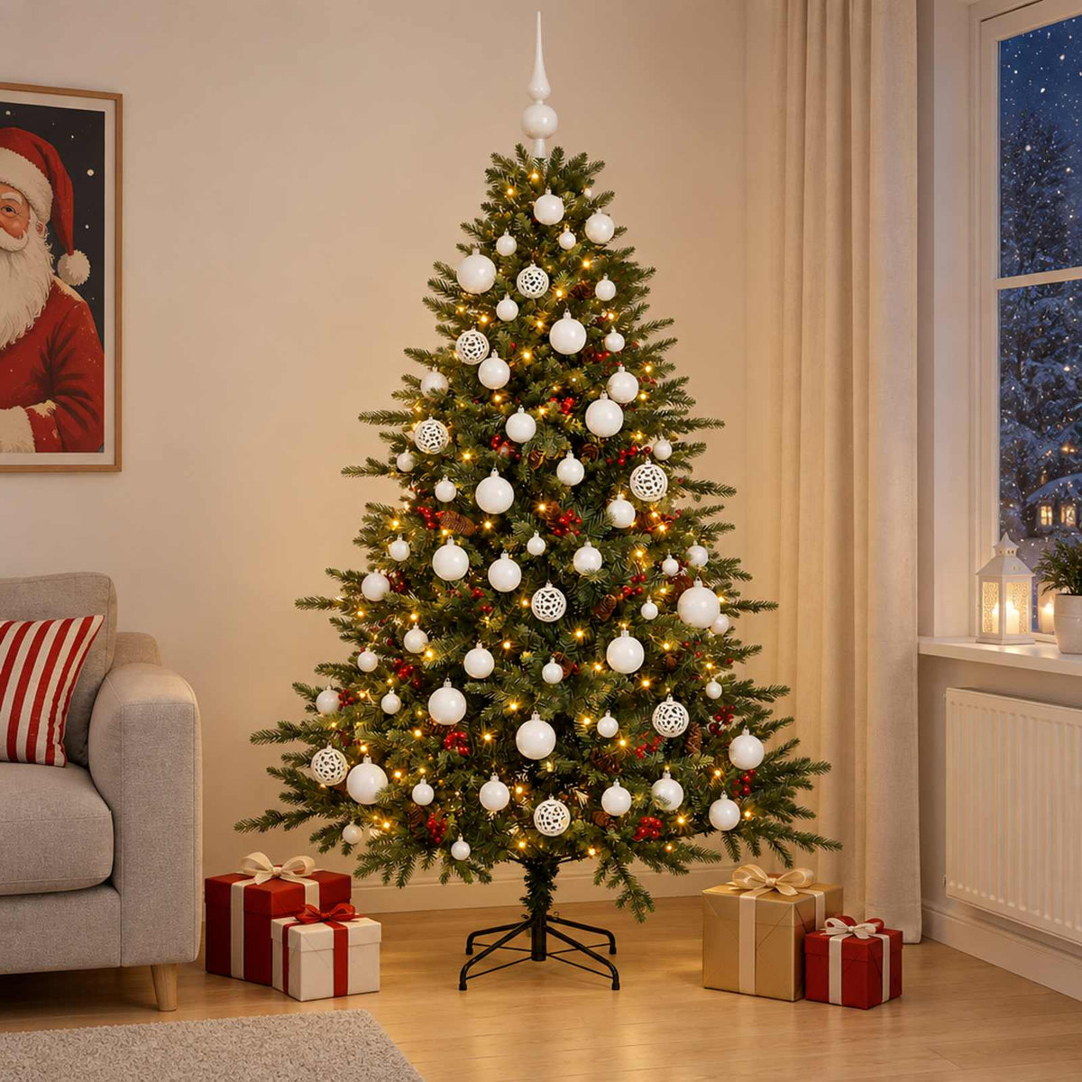 Dirbtinė kalėdinė eglutė su rutuliuku 180 cm 300 LED