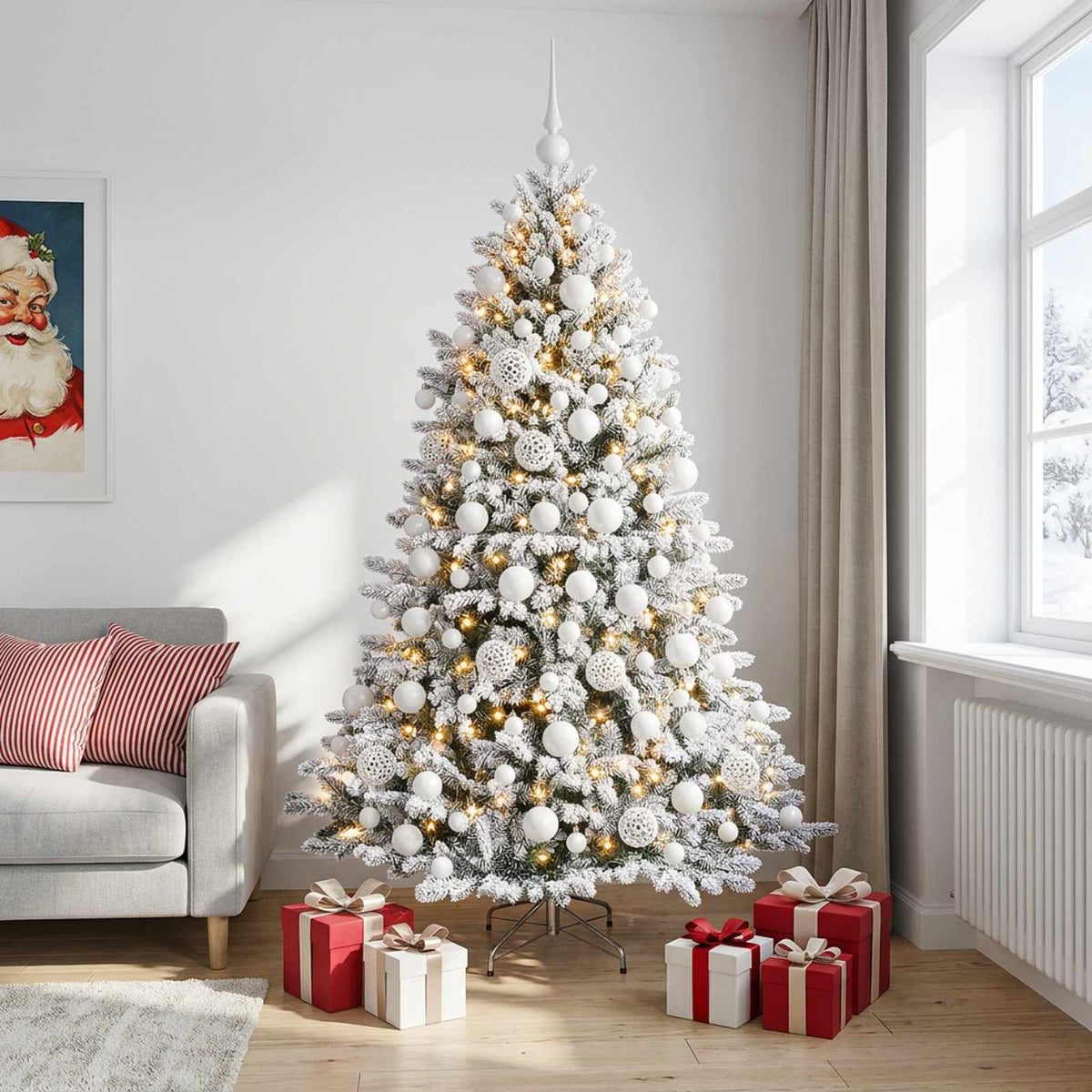 Dirbtinė Kalėdų eglutė su burbulais 210 cm 300 LED Šilta balta