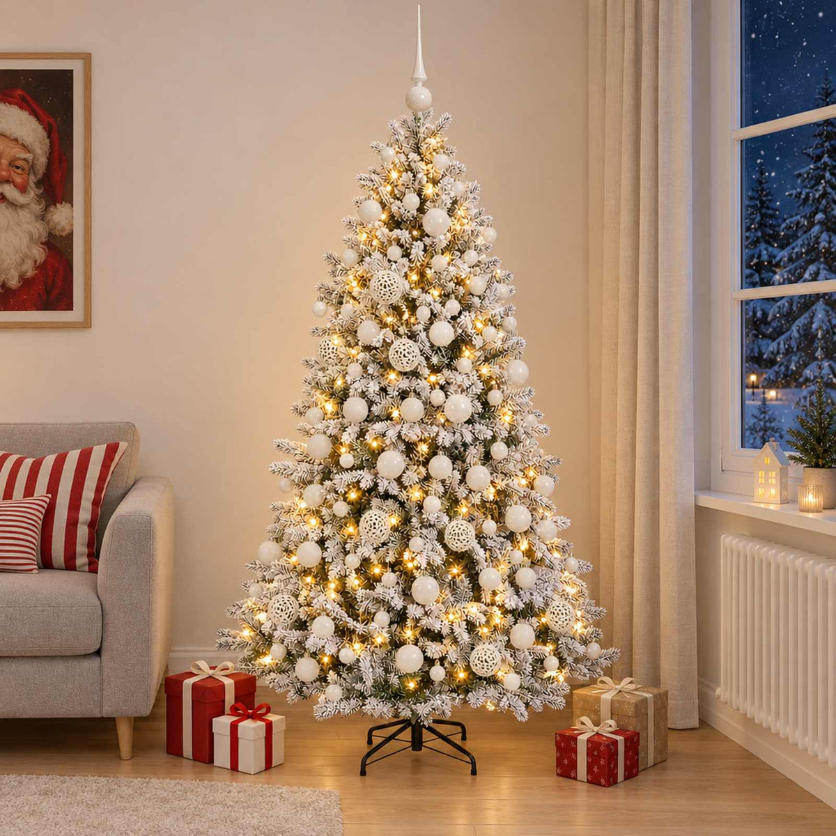 Dirbtinė Kalėdų eglutė su burbulais 210 cm 300 LED Šilta balta