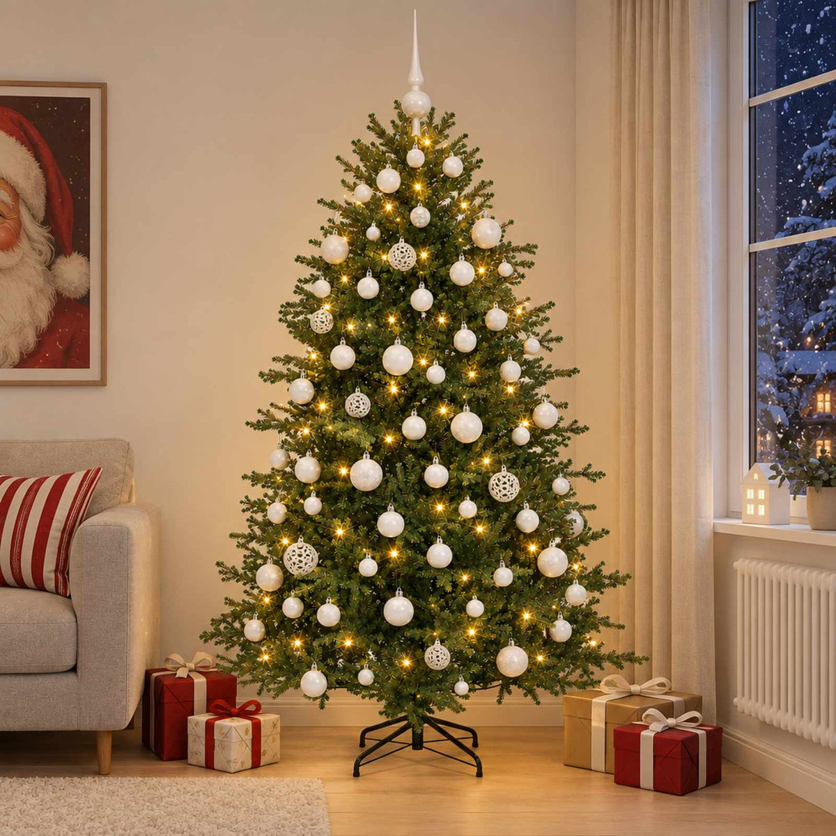Dirbtinė kalėdinė eglutė su rutuliuku 210 cm 300 LED