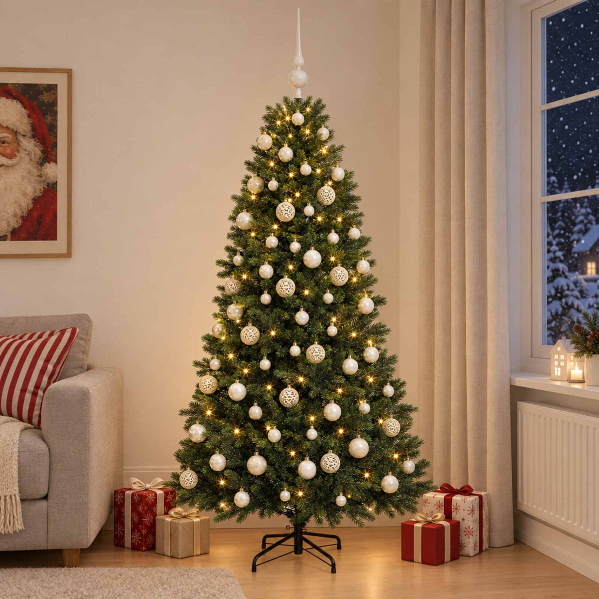 Dirbtinė Kalėdų eglutė su burbulais 180 cm 300 LED Šilta balta