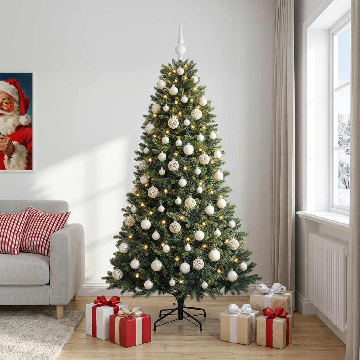 Dirbtinė Kalėdų eglutė su burbulais 210 cm 300 LED Šilta balta