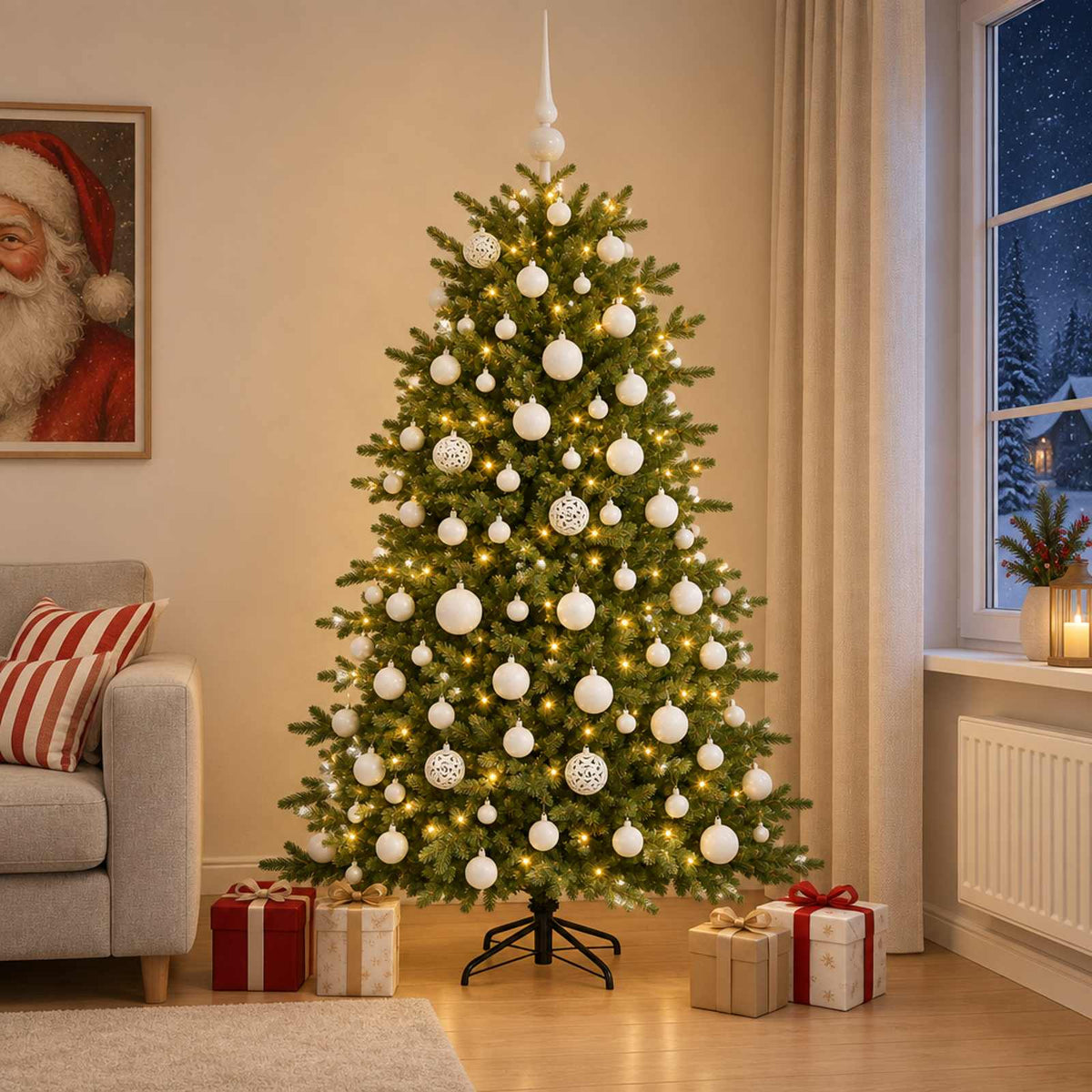 Dirbtinė kalėdinė eglutė su rutuliuku 180 cm 300 LED