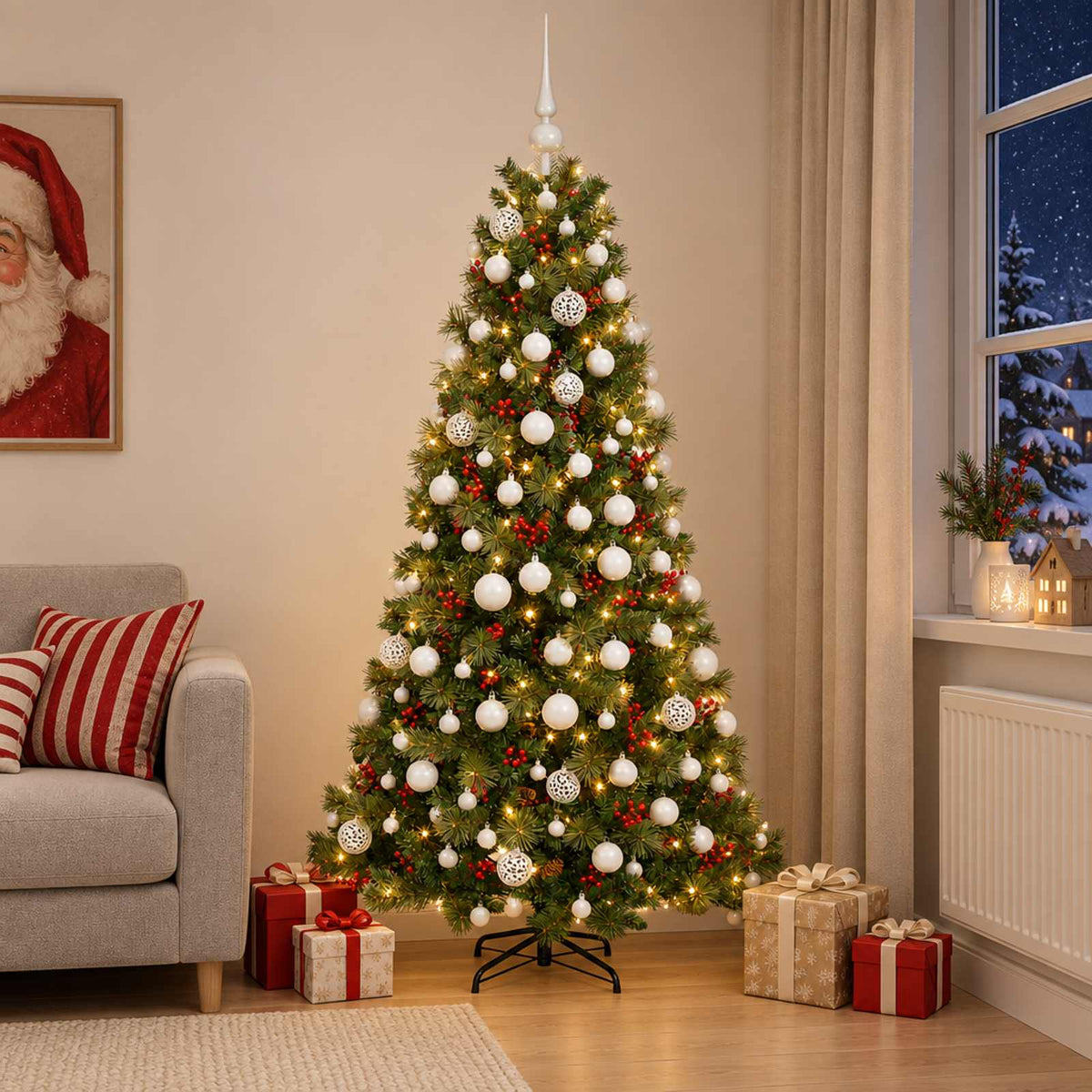 Dirbtinė kalėdinė eglutė su rutuliuku 180 cm 300 LED