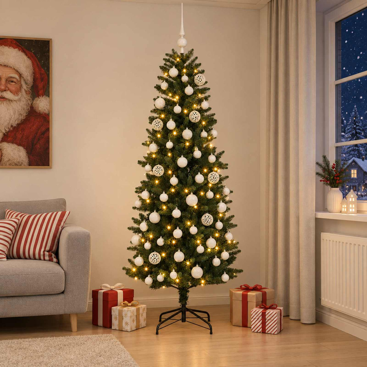 Dirbtinė Kalėdų eglutė su burbulais 180 cm 300 LED Šilta balta