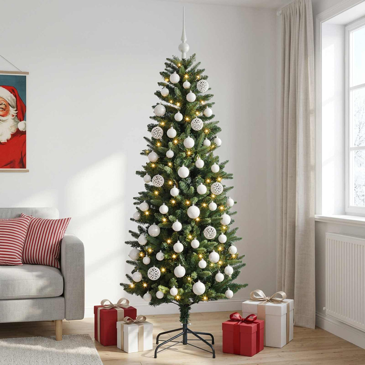 Dirbtinė Kalėdų eglutė su burbulais 180 cm 300 LED Šilta balta
