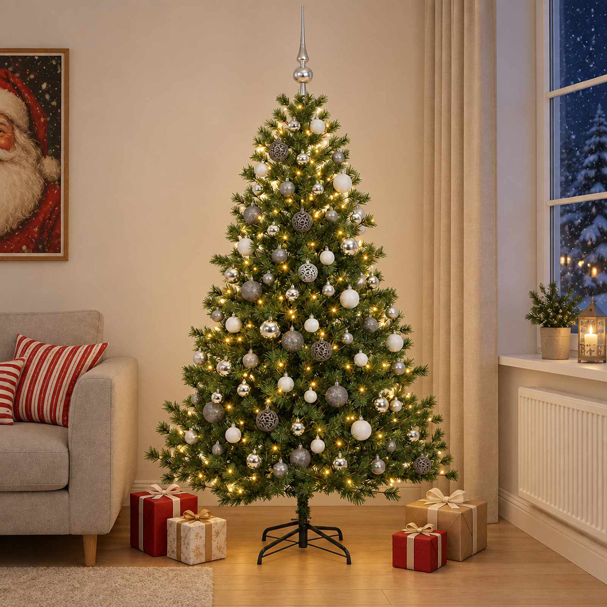 Dirbtinė kalėdinė eglutė su rutuliuku 180 cm 300 LED
