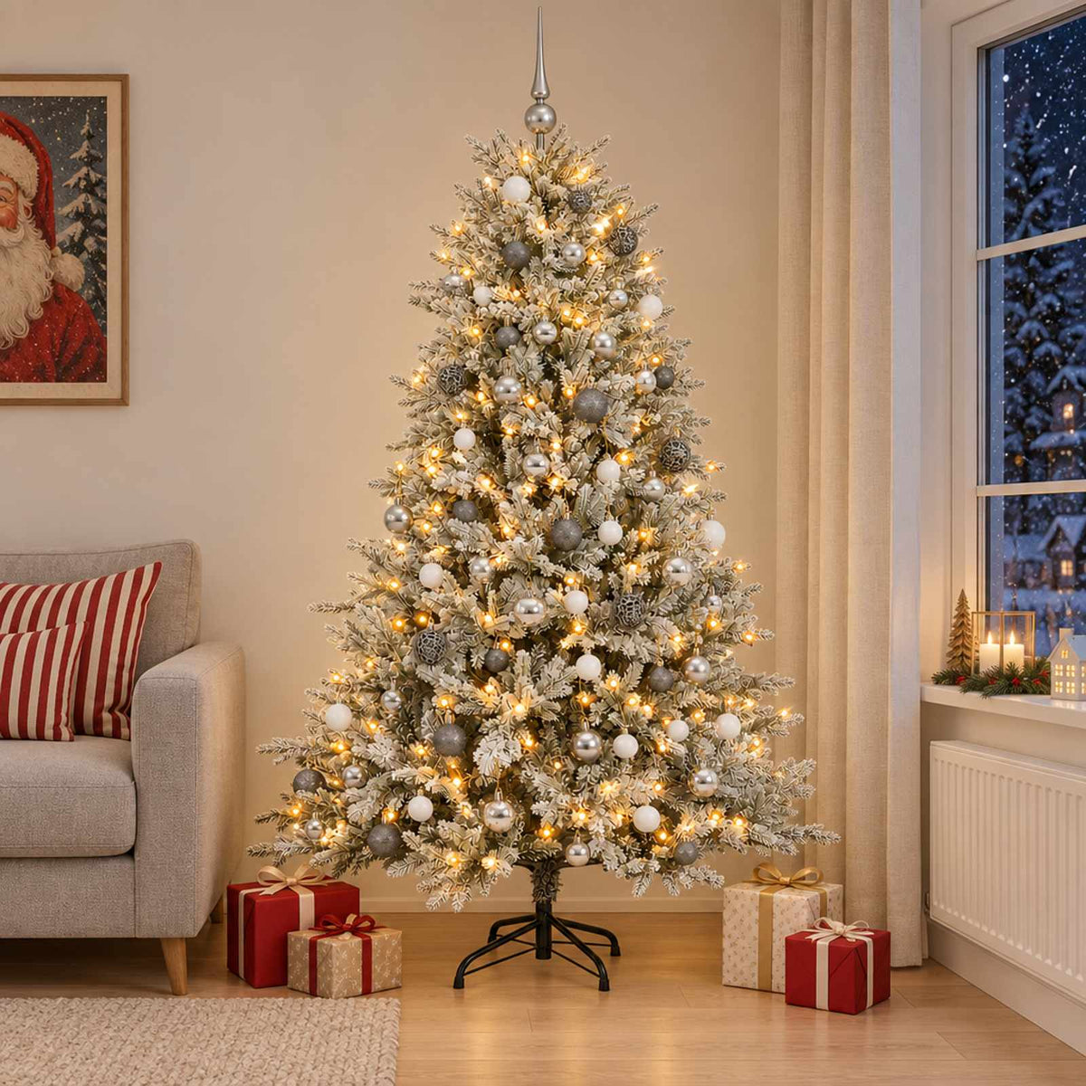 Dirbtinė Kalėdų eglutė su burbulais 210 cm 300 LED Šilta balta