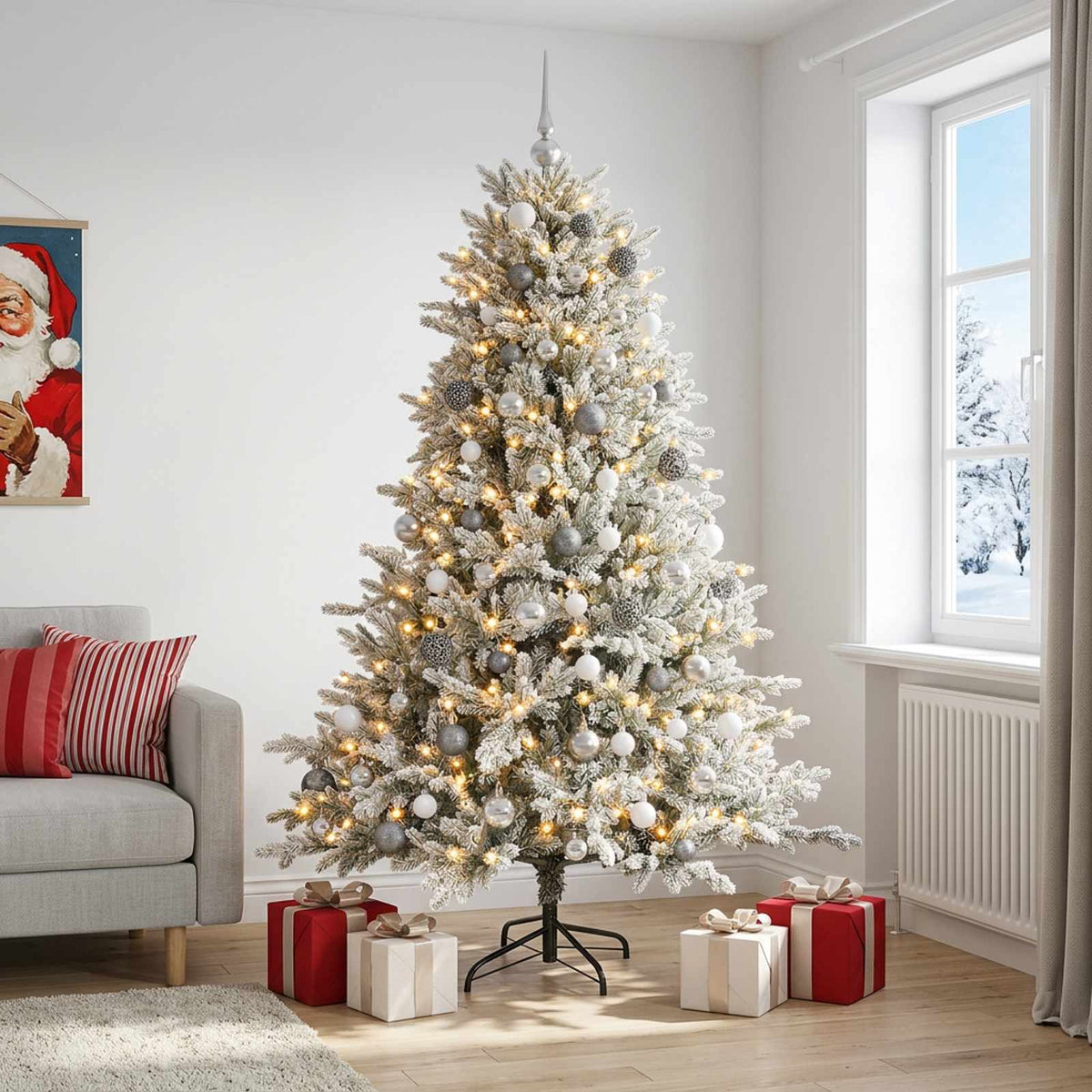 Dirbtinė Kalėdų eglutė su burbulais 210 cm 300 LED Šilta balta
