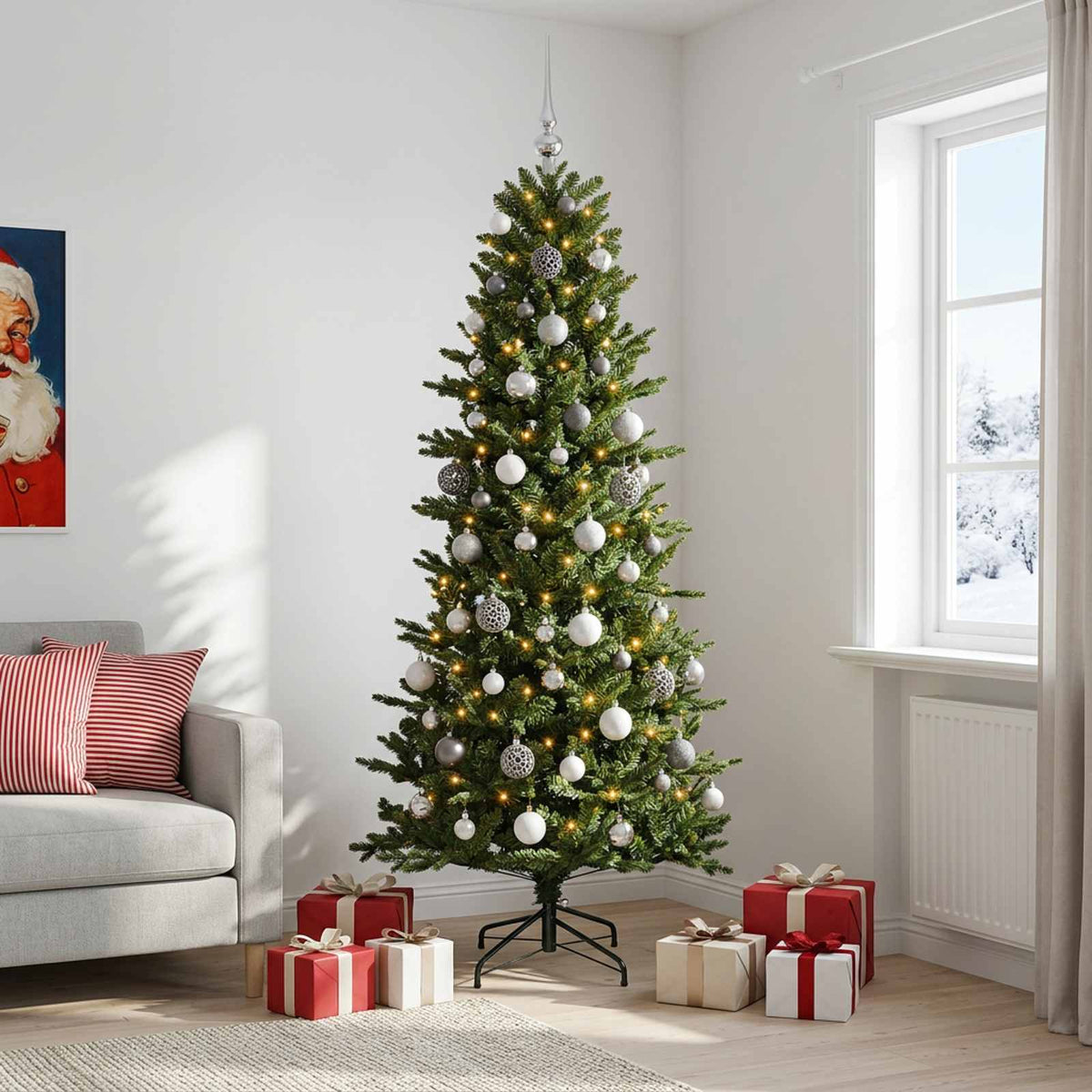 Dirbtinė kalėdinė eglutė su rutuliuku 210 cm 300 LED