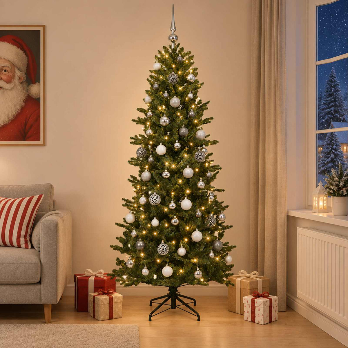 Dirbtinė kalėdinė eglutė su rutuliuku 210 cm 300 LED