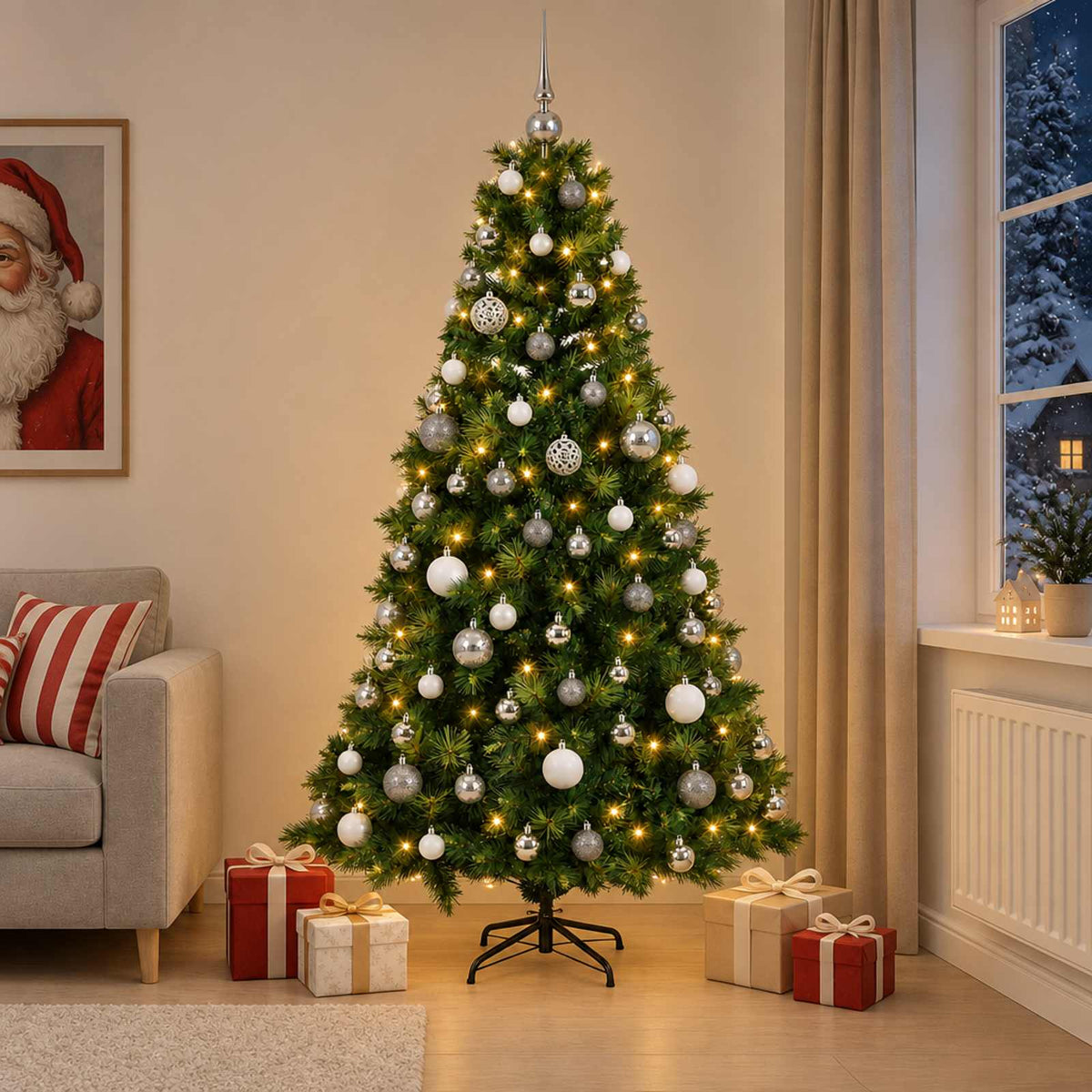 Dirbtinė kalėdinė eglutė su rutuliuku 210 cm 300 LED