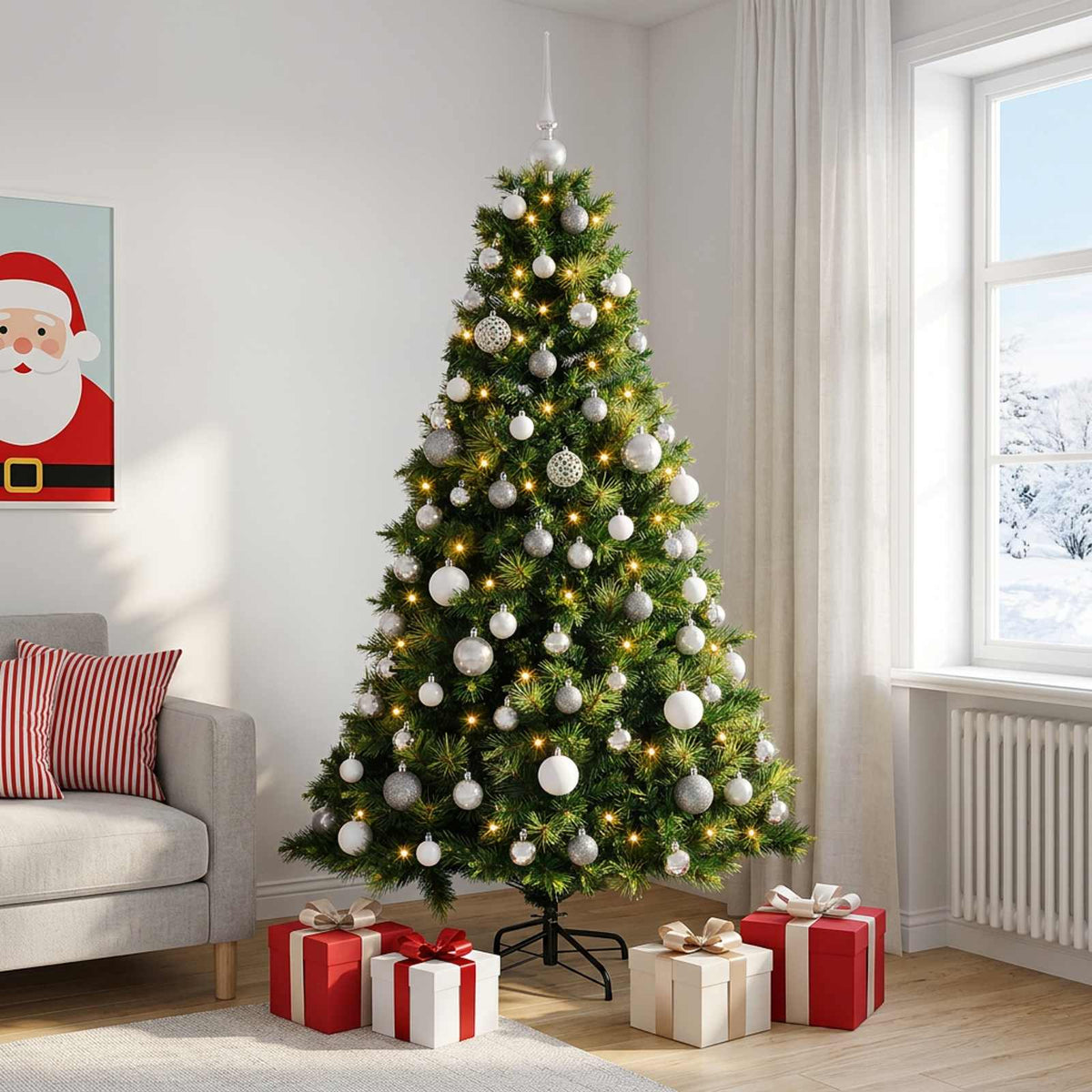 Dirbtinė kalėdinė eglutė su rutuliuku 210 cm 300 LED