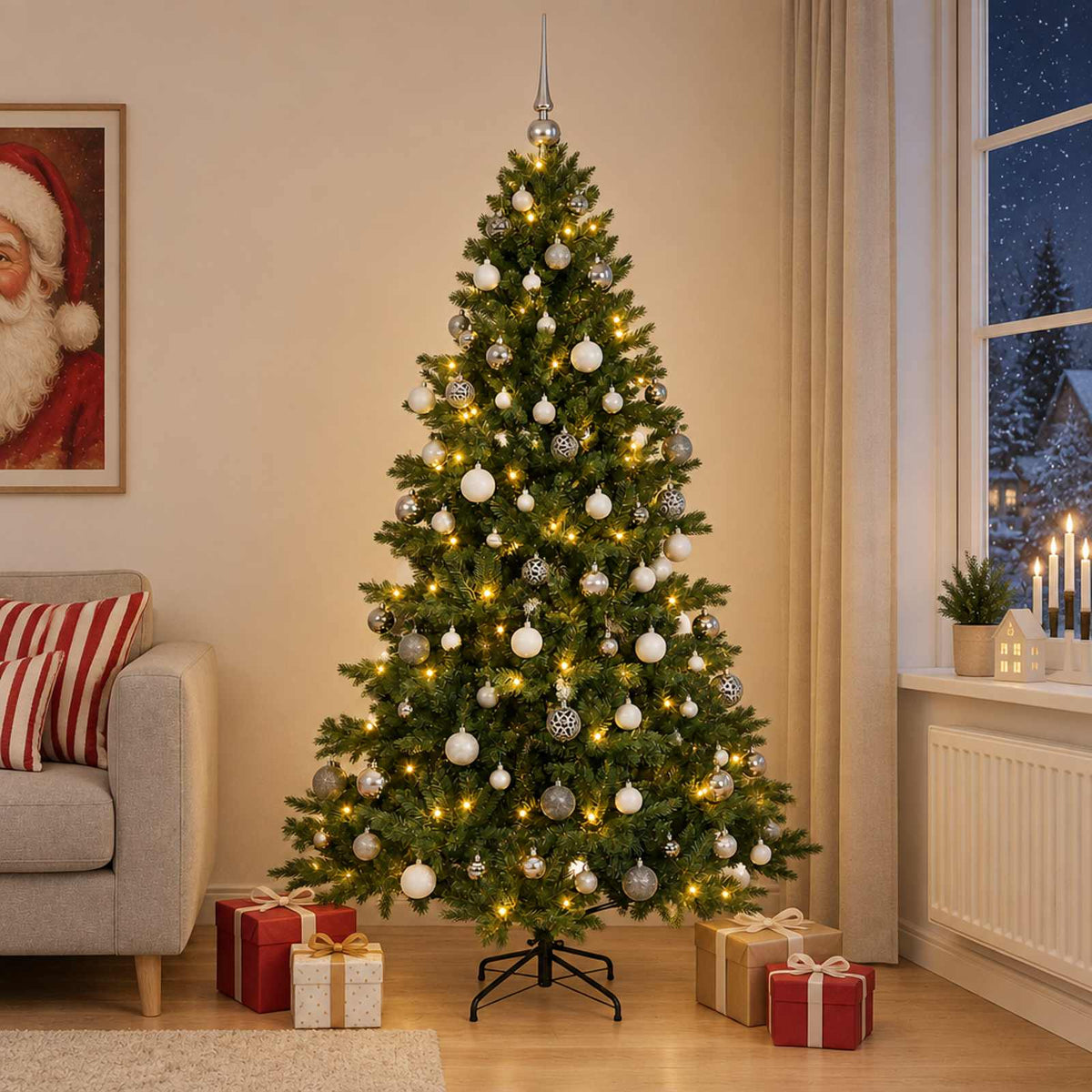 Dirbtinė kalėdinė eglutė su rutuliuku 180 cm 300 LED