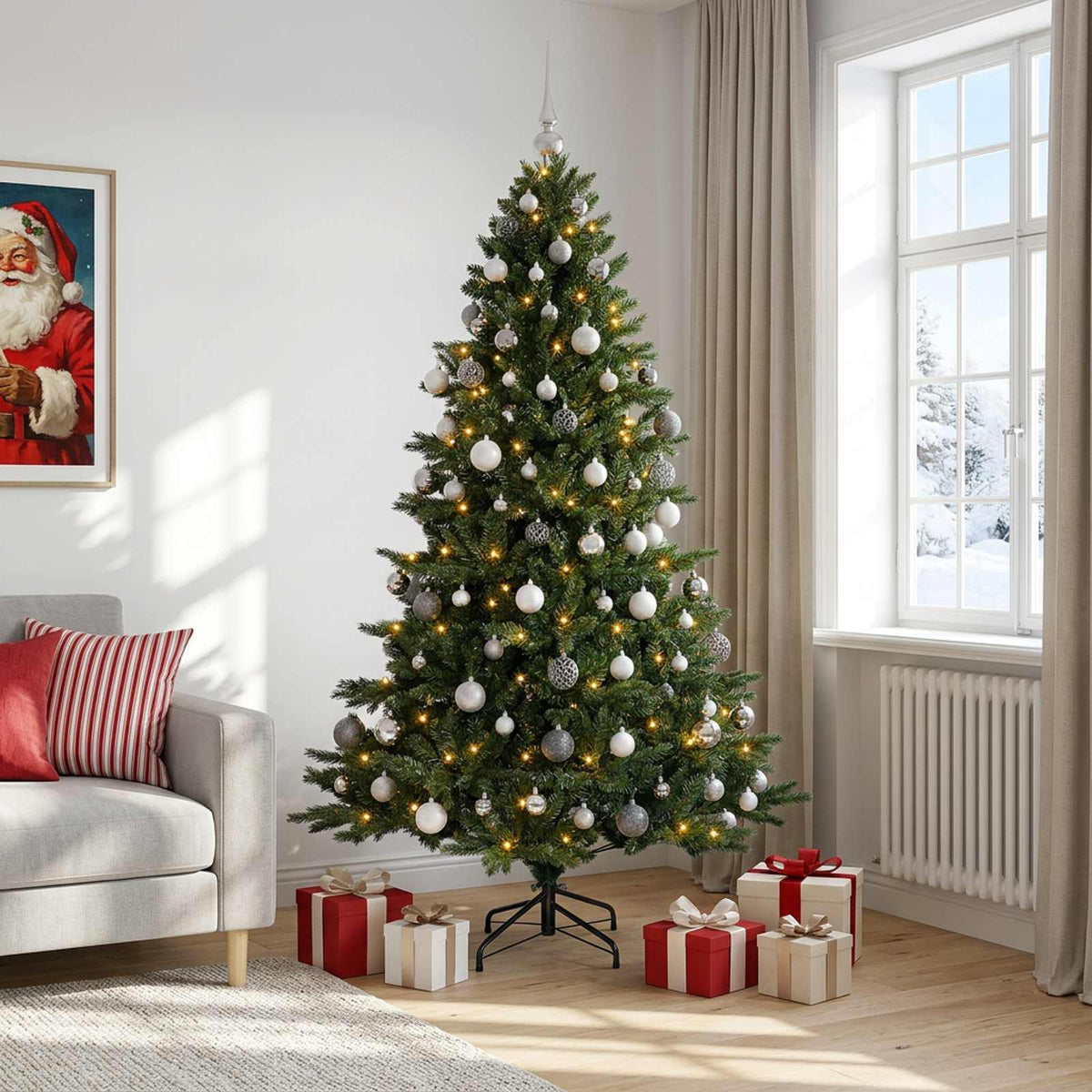 Dirbtinė kalėdinė eglutė su rutuliuku 180 cm 300 LED