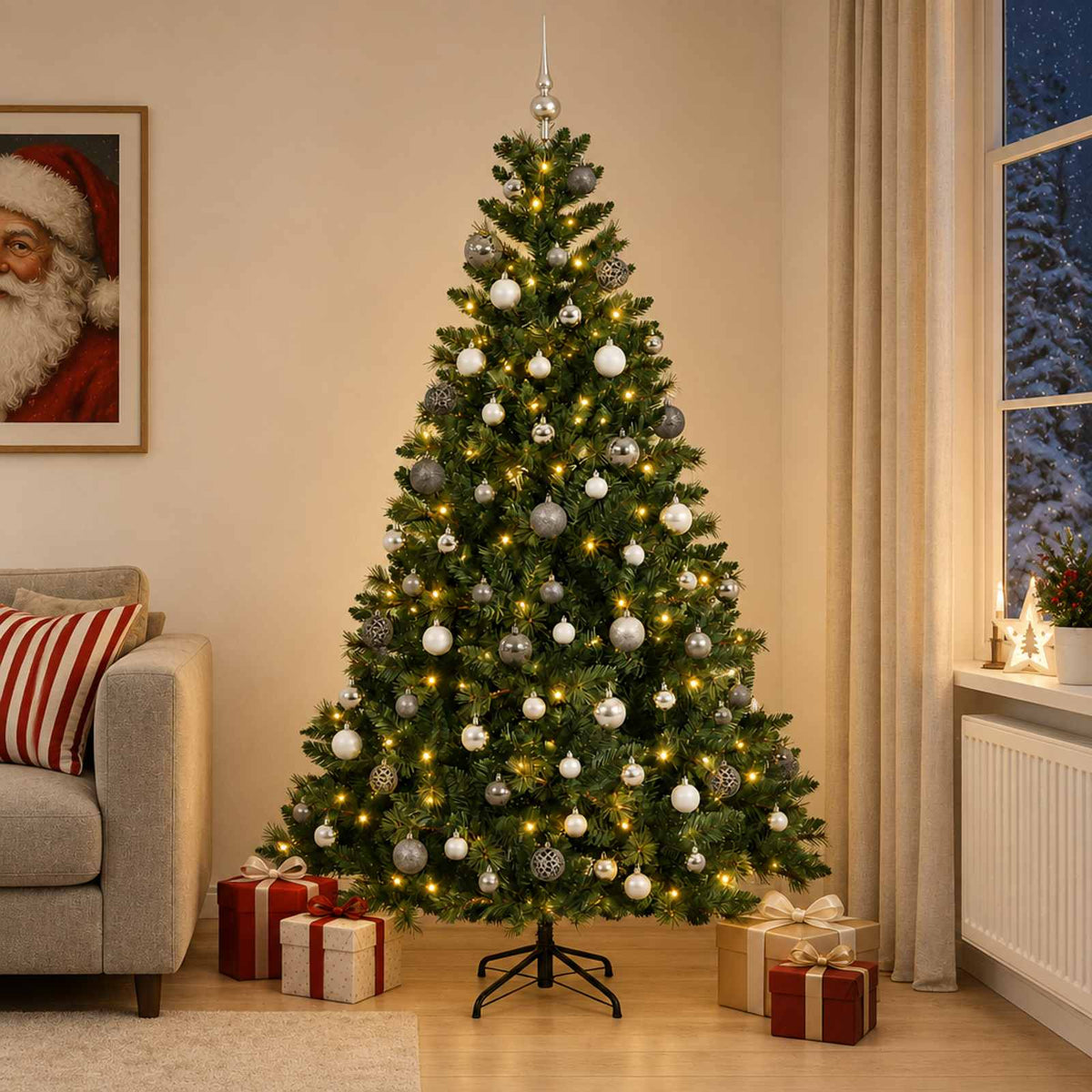 Dirbtinė Kalėdų eglutė su burbulais 210 cm 300 LED Šilta balta