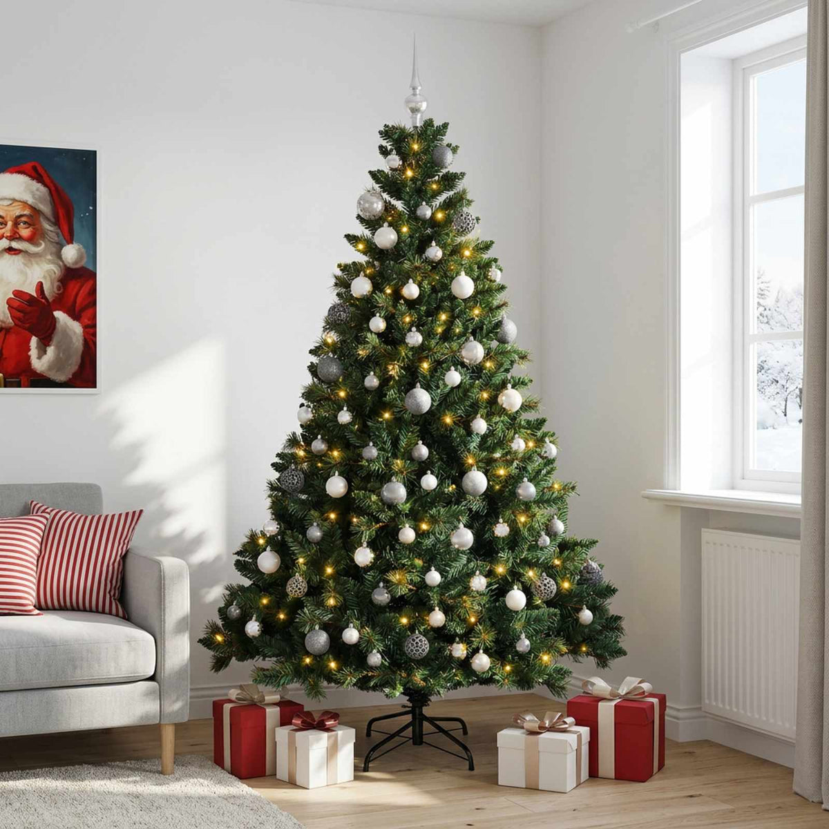 Dirbtinė Kalėdų eglutė su burbulais 210 cm 300 LED Šilta balta
